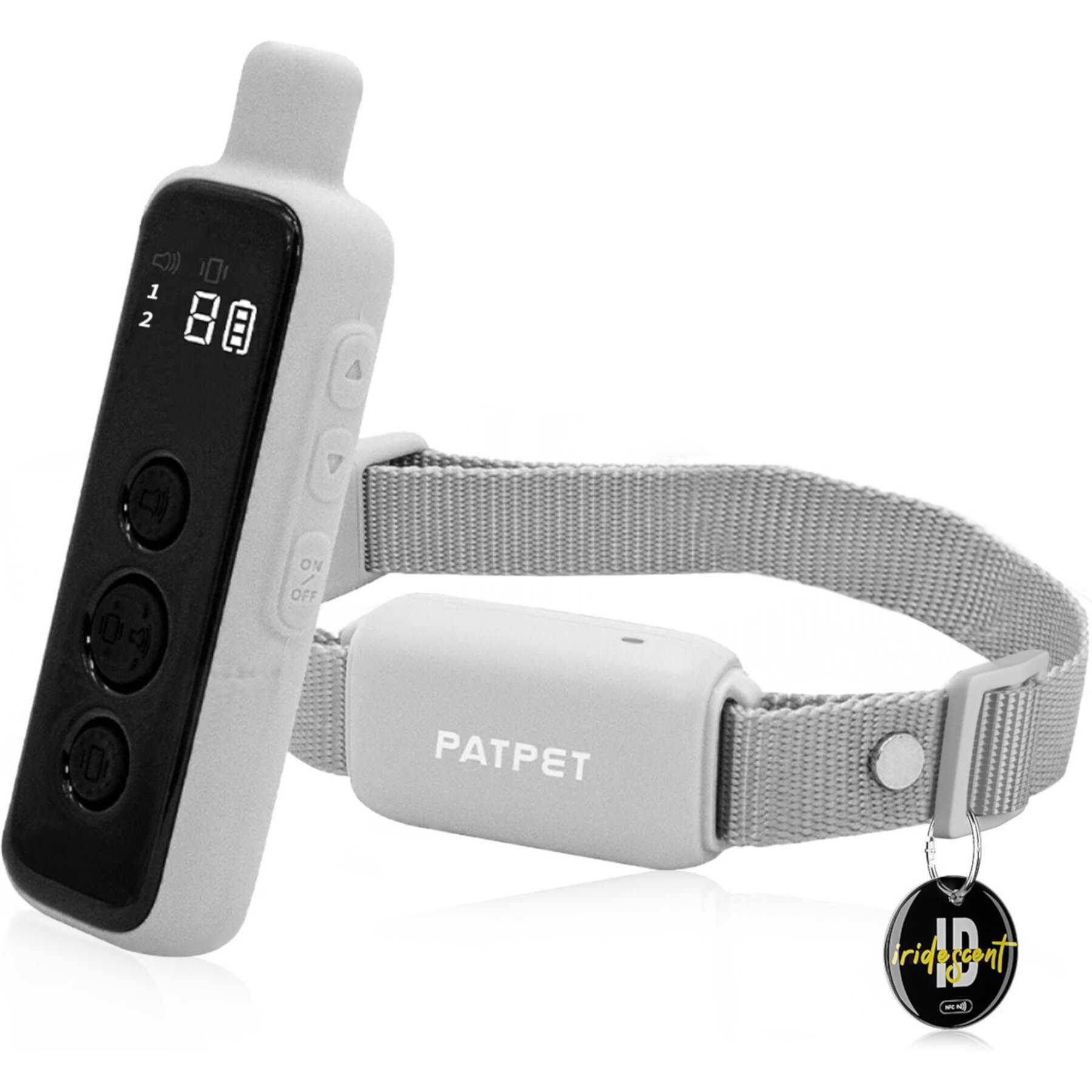 PATPET P651A Vibration & Beep Remote Dog Training Collar & NFC ID Tag, Grey Patpet