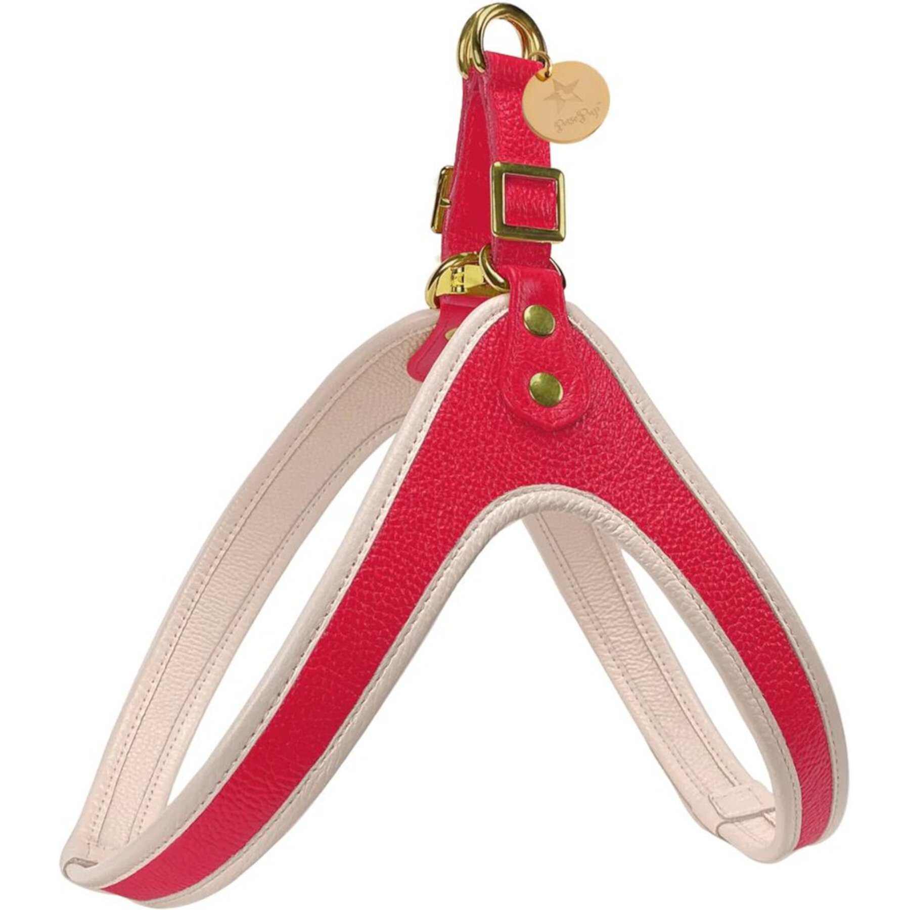 PoisePup Melting Hearts Leather Step In Dog Harness, Red PoisePup