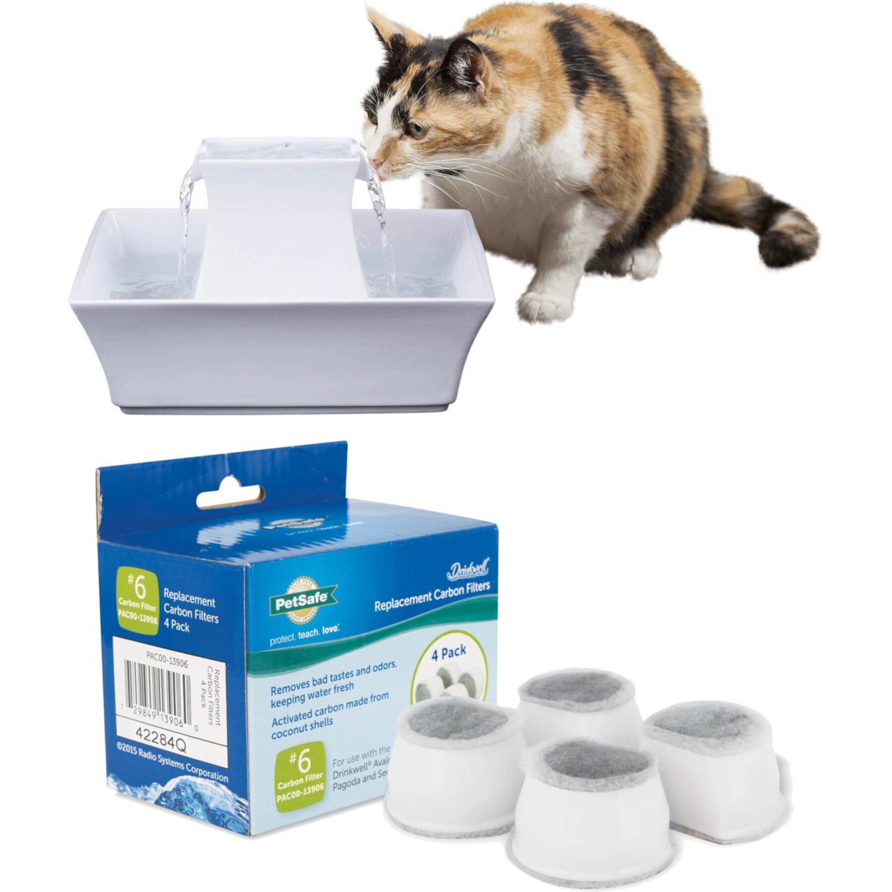 PetSafe Drinkwell Pagoda Ceramic Dog & Cat Fountain & PetSafe Drinkwell Replacement Carbon Filters PetSafe