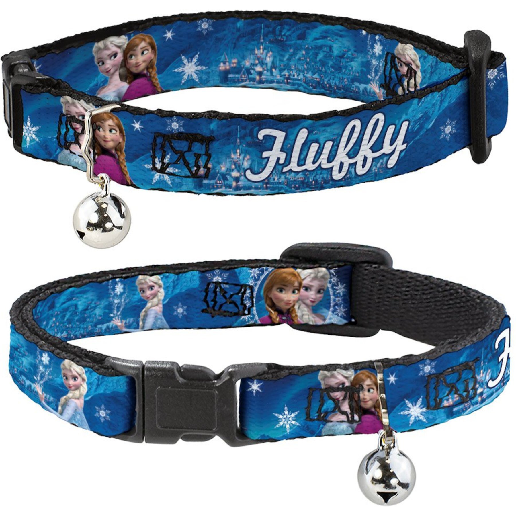 Buckle-Down Disney Frozen Anna & Elsa Poses/Castle & Mountains Personalized Breakaway Cat Collar with Bell Buckle-Down