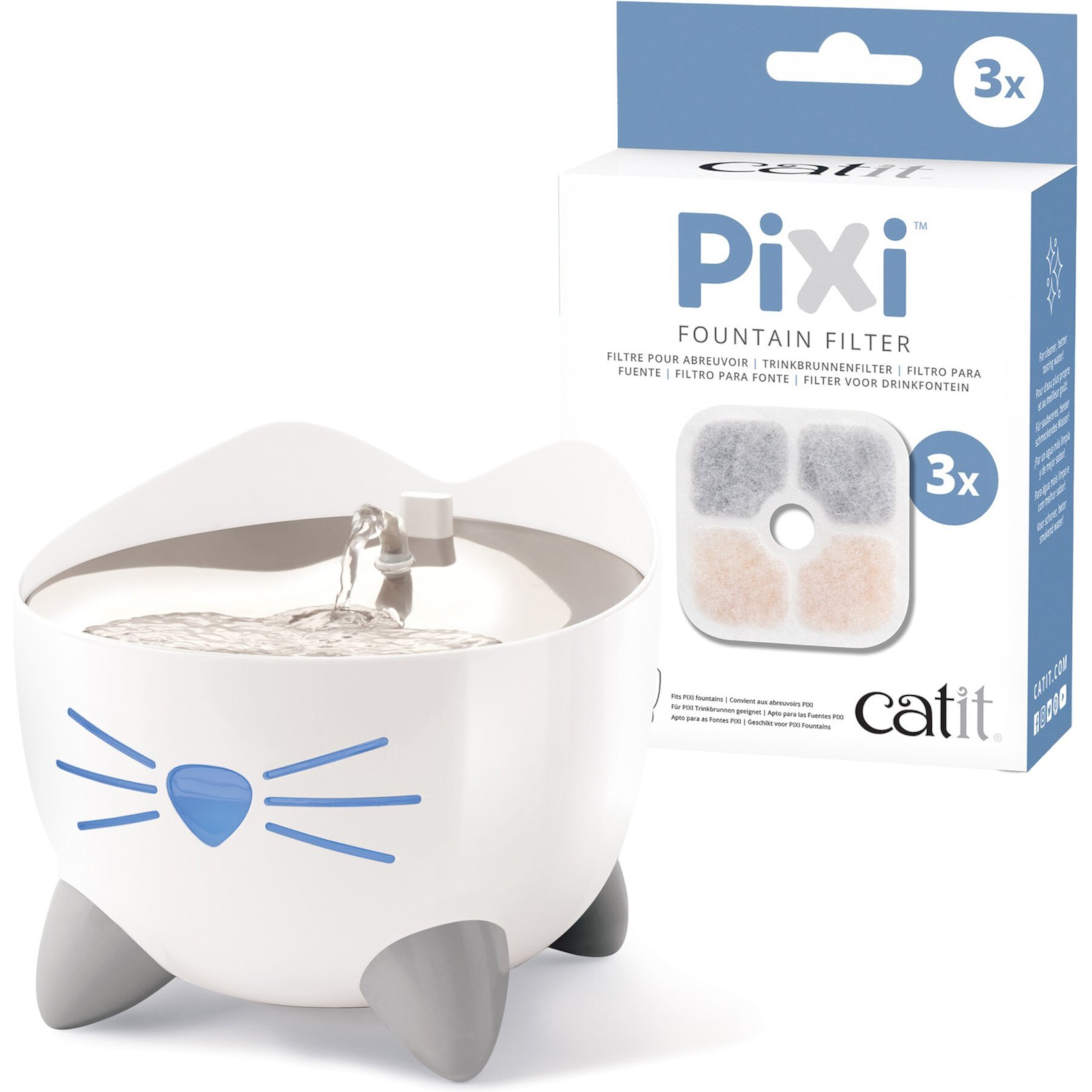 Catit Pixi Smart Stainless Top Cat Fountain Pump & Catit Pixi Cartridge Cat Fountain Filter Catit