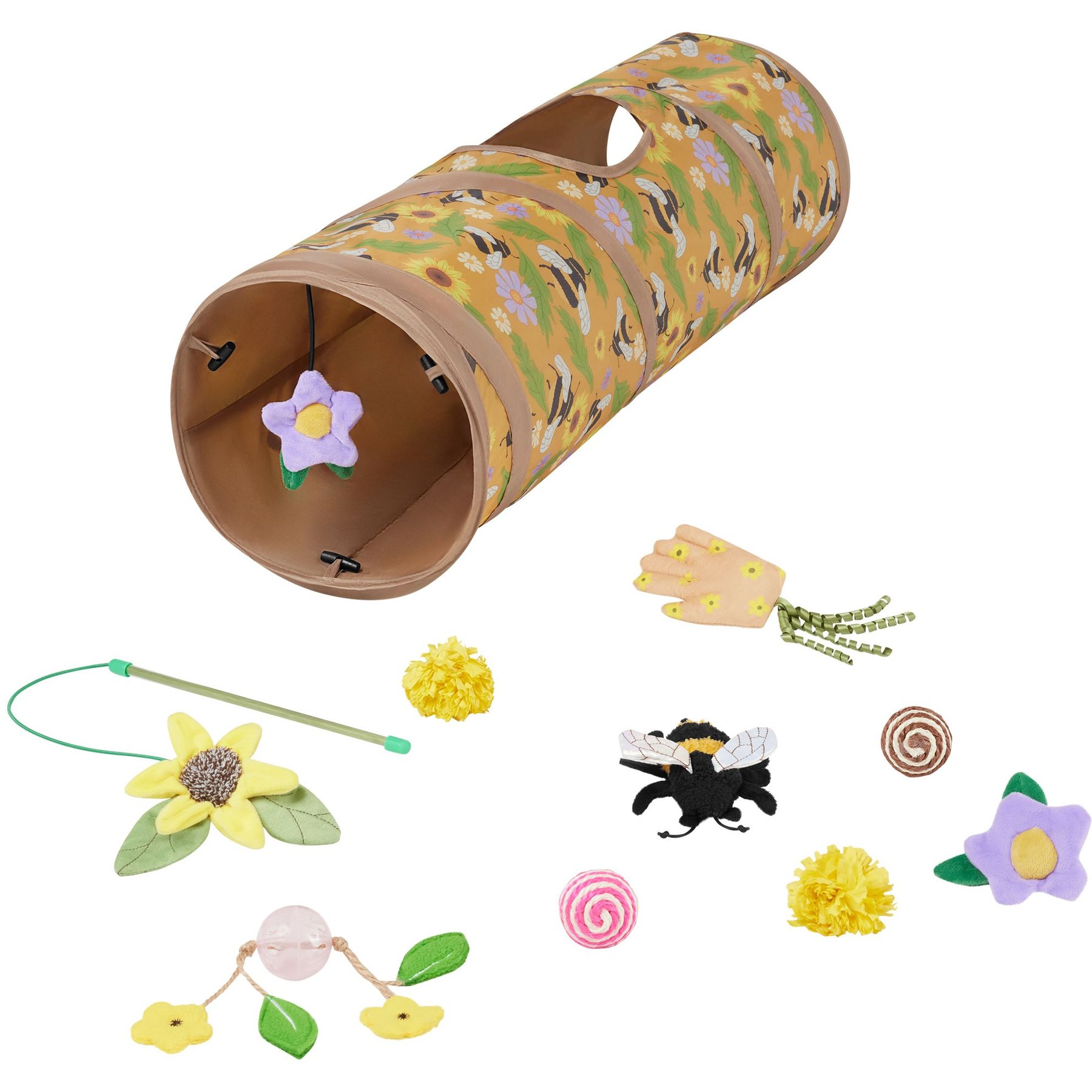 Frisco Spring Plush, Teaser, Ball & Tunnel Variety Pack Cat Toy with Catnip, 10 count Frisco