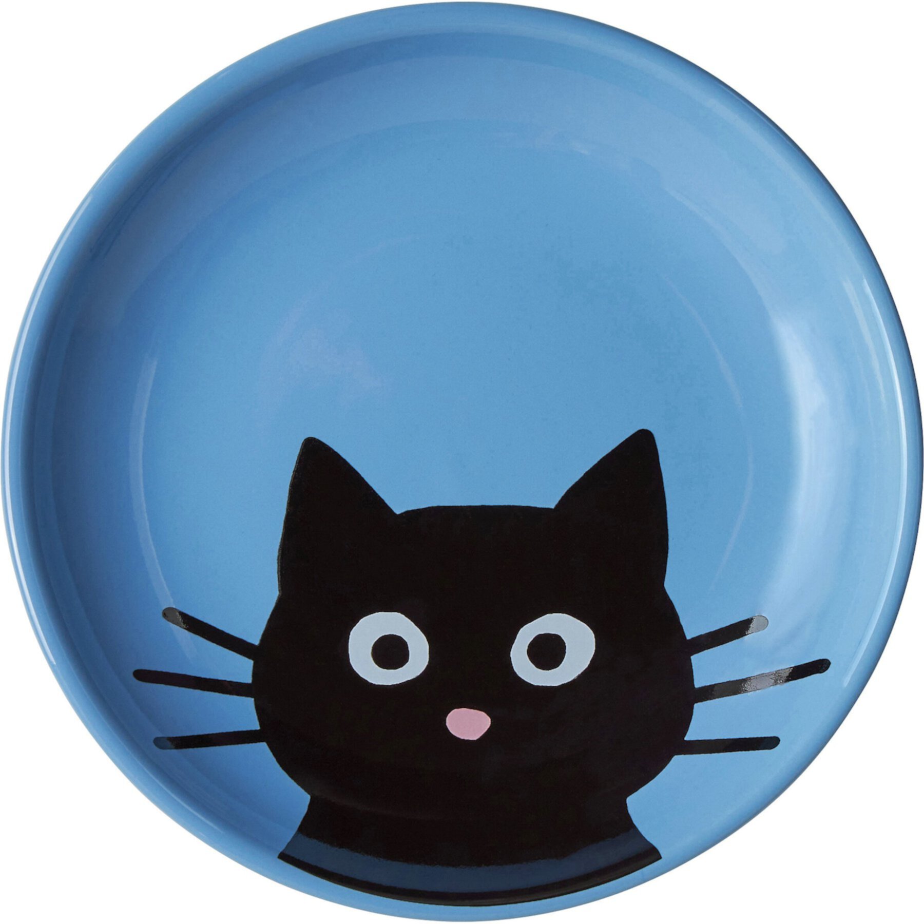 Frisco Cat Face Non-skid Ceramic Cat Dish, Blue Frisco