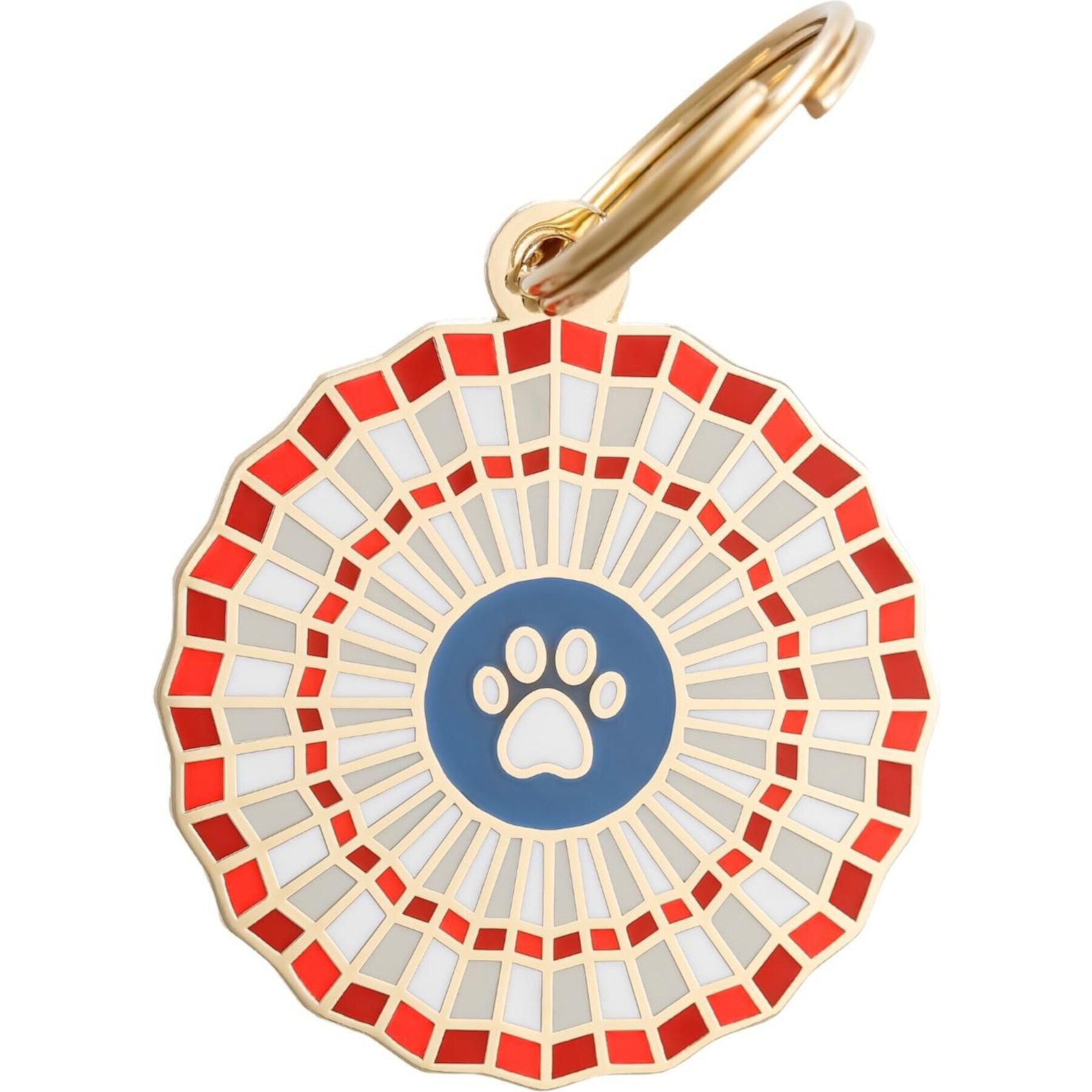 Two Tails Pet Company Americana Brass Non-Personalized Dog & Cat ID Tag, Red Two Tails Pet Company