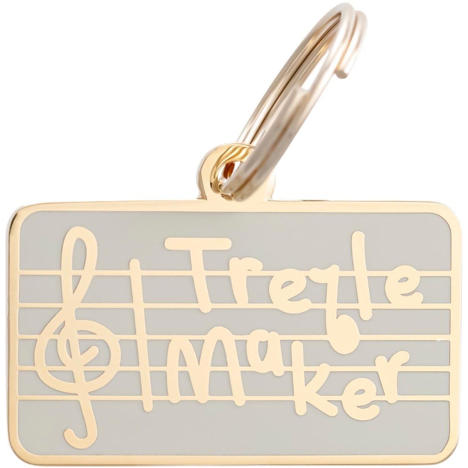 Two Tails Pet Company Treble Maker Brass Non-Personalized Dog & Cat ID Tag, White Two Tails Pet Company