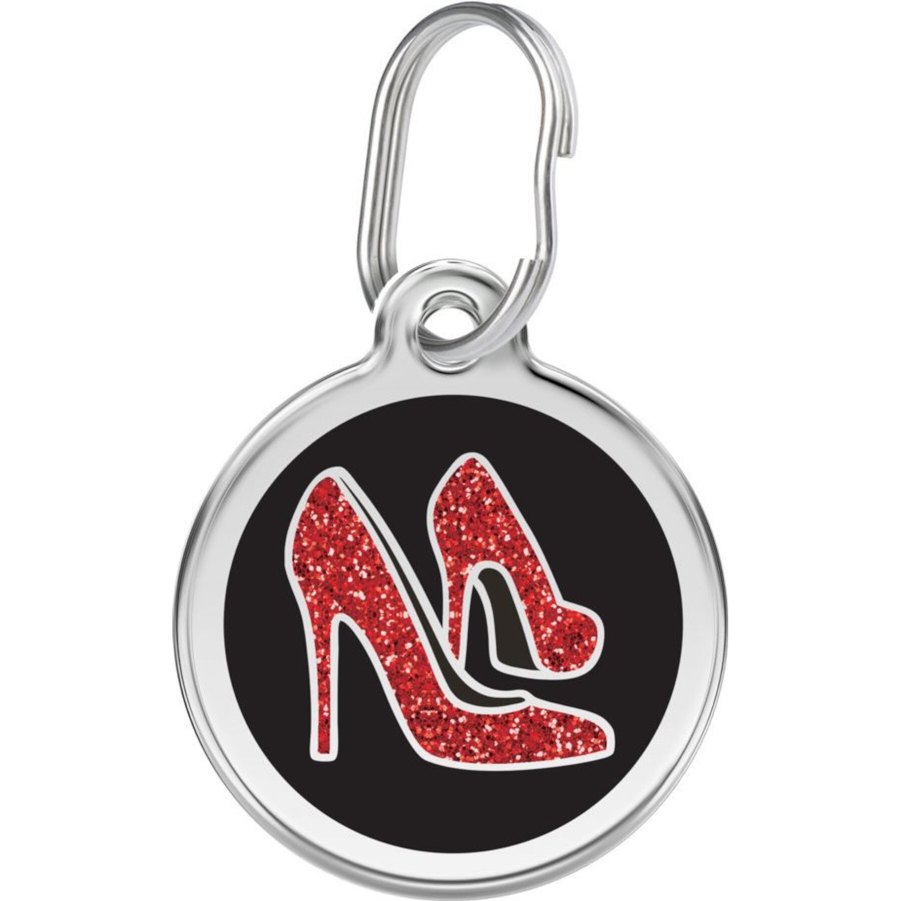 Red Dingo Glitter Shoe Stainless Steel Personalized Dog & Cat ID Tag Red Dingo