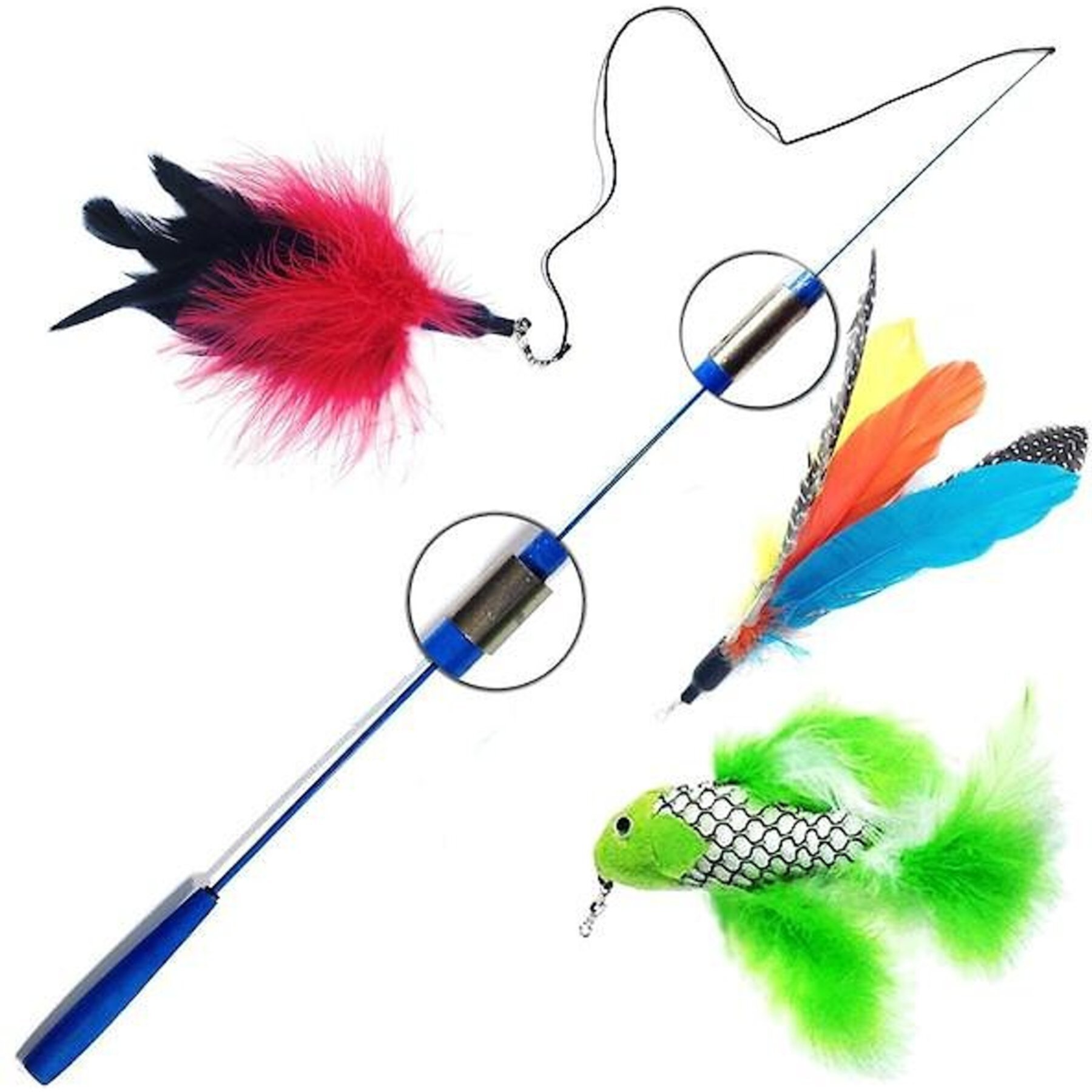 Pet Fit For Life 3 Piece Retractable Feather Wand Cat Toy Pet Fit For Life