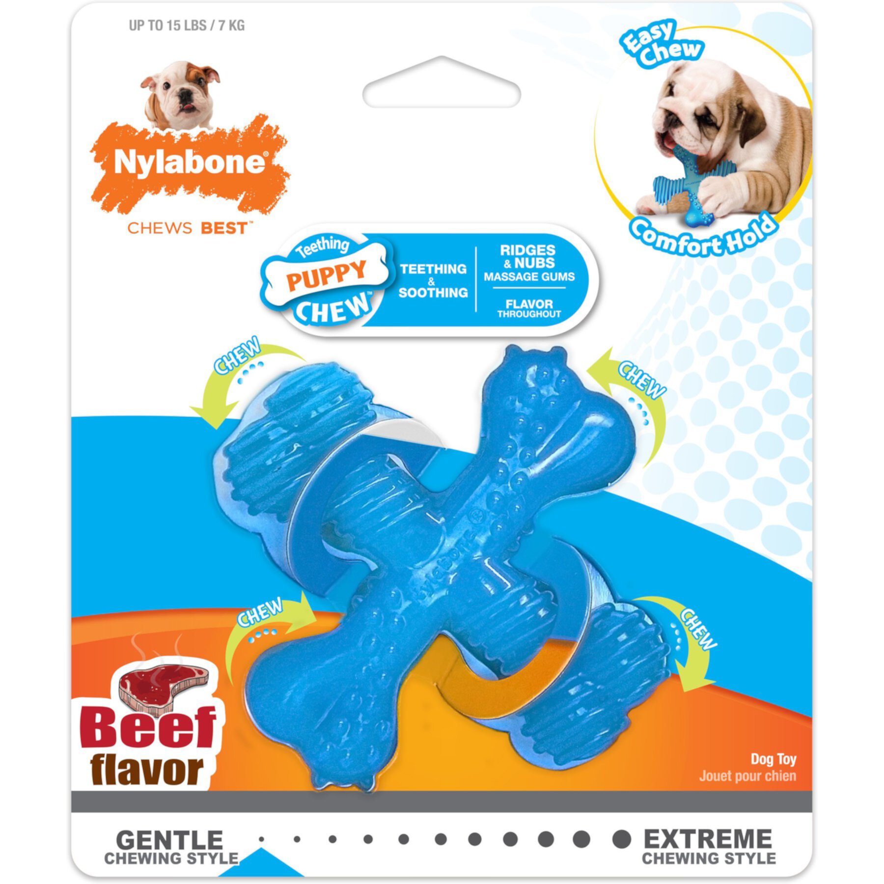 Nylabone Puppy Chew X Bone Chew Toy Blue Nylabone