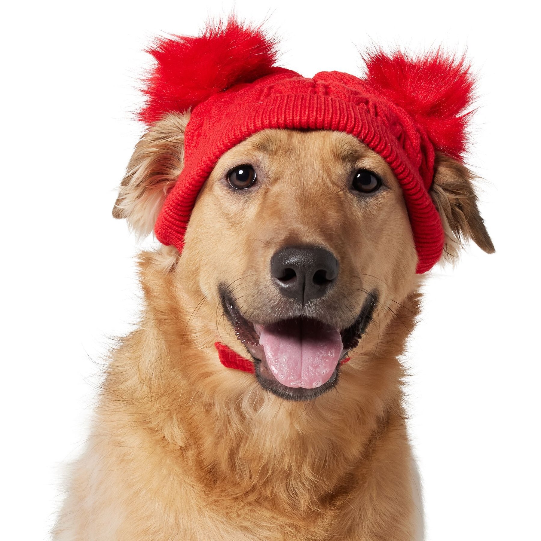 Frisco Cable Knit Dog & Cat Hat with Pom Poms Frisco