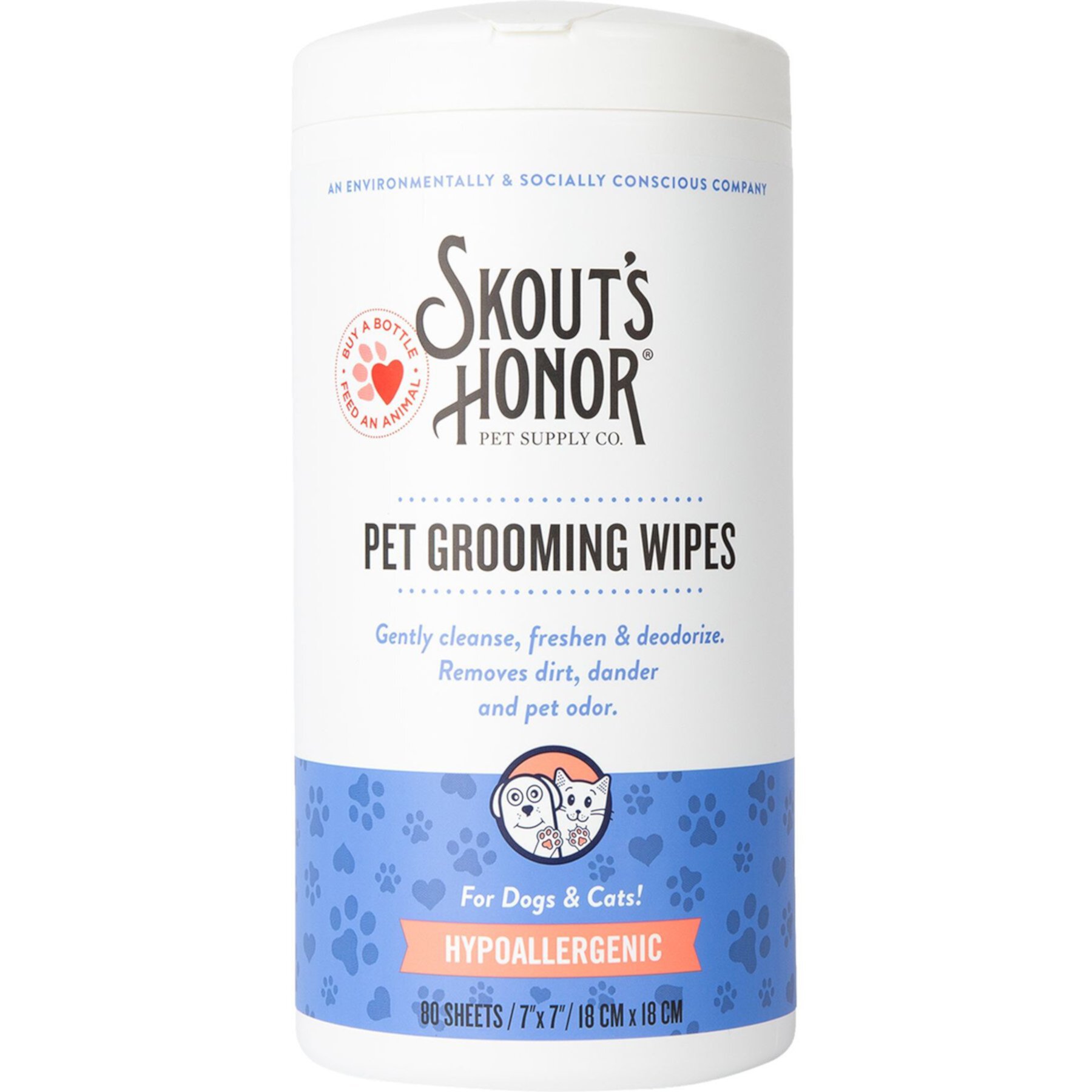 Skout's Honor Dog, Cat & Small Pet Grooming Wipes, 80 count Skout'S Honor