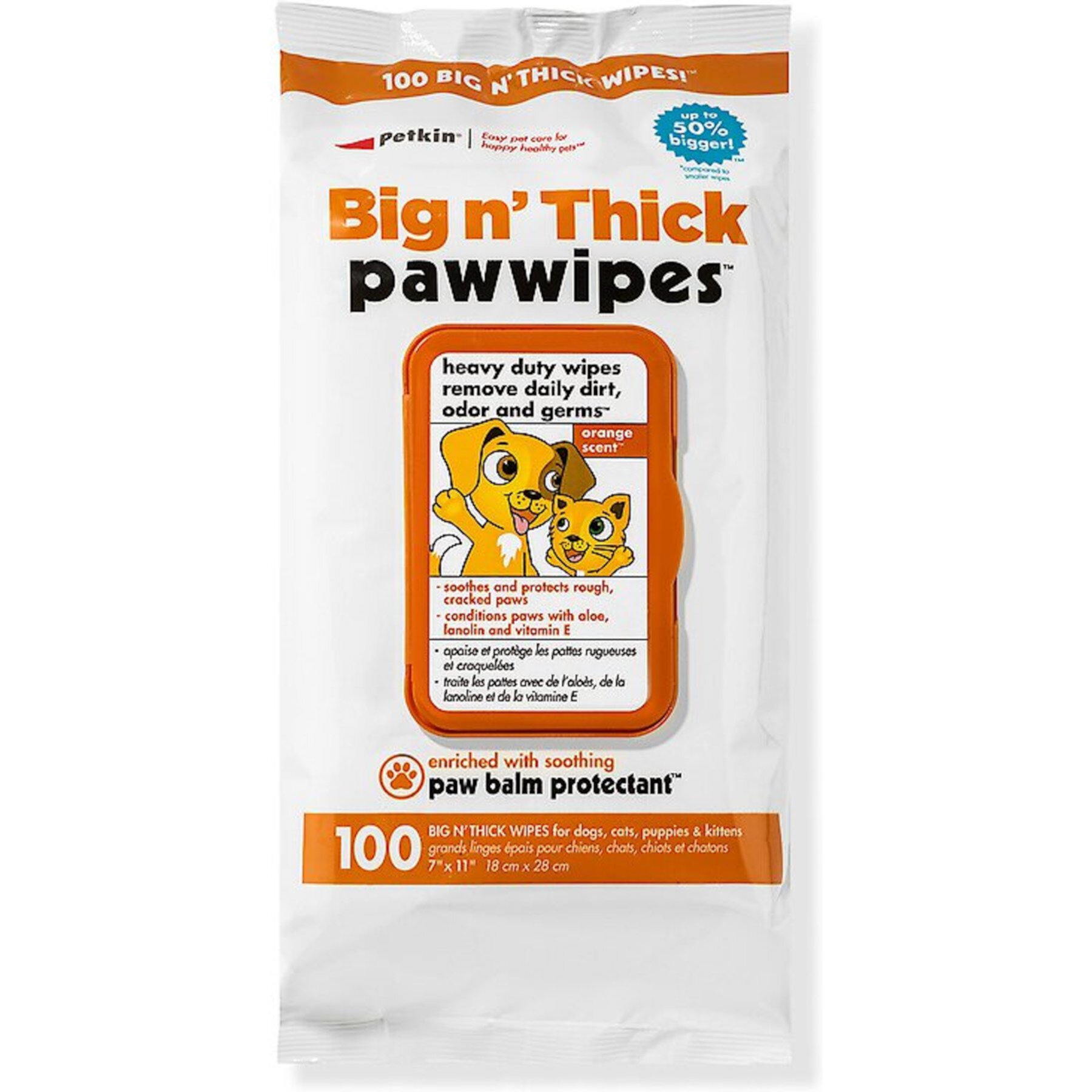 Petkin Big N' Thick Paw Wipes Dog & Cat Wipes Petkin