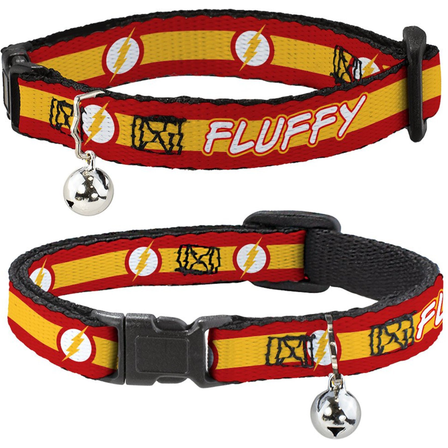 Buckle-Down DC Comics Flash Logo/Stripe Personalized Breakaway Cat Collar with Bell Buckle-Down