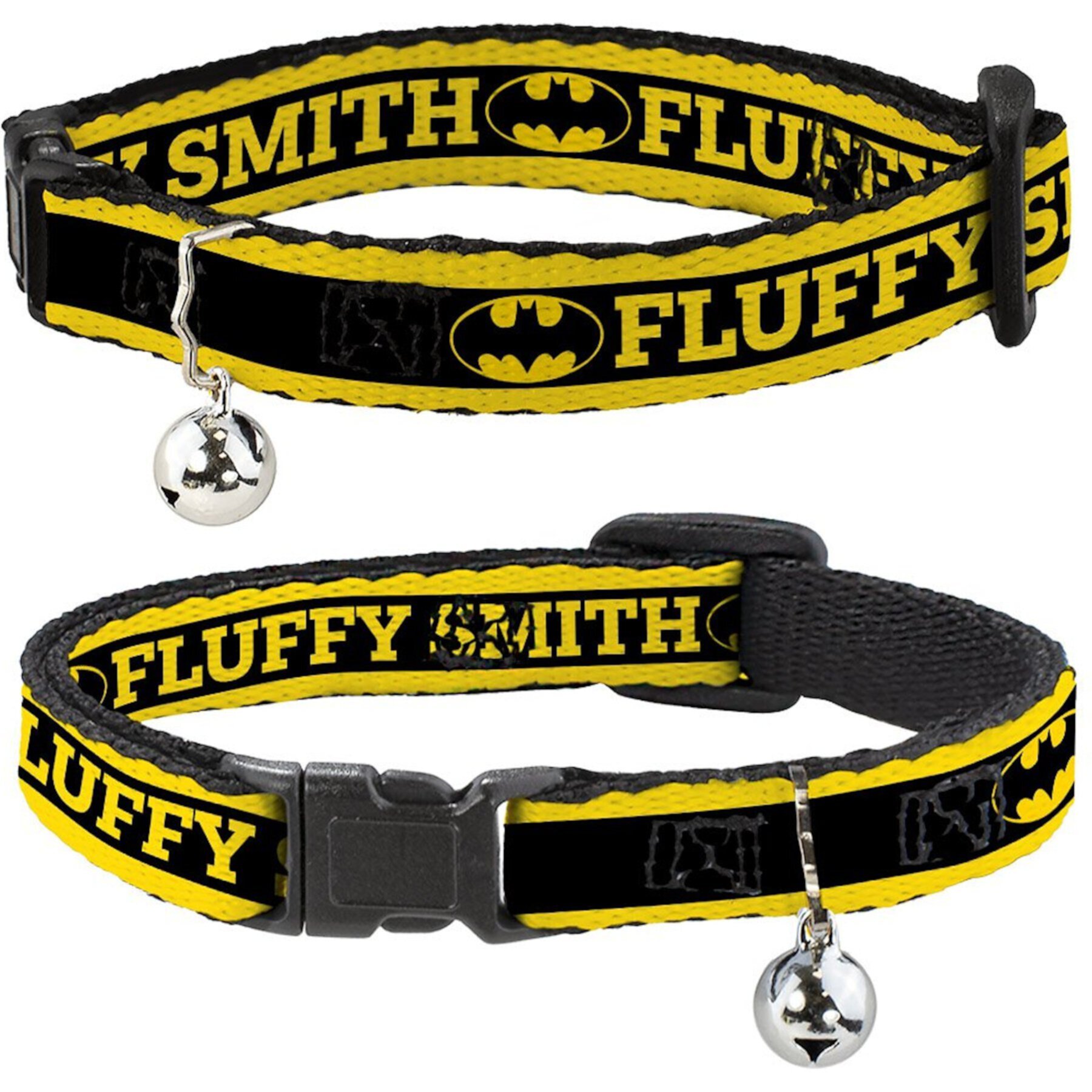 Buckle-Down DC Comics Batman Logo Stripe Personalized Breakaway Cat Collar with Bell Buckle-Down