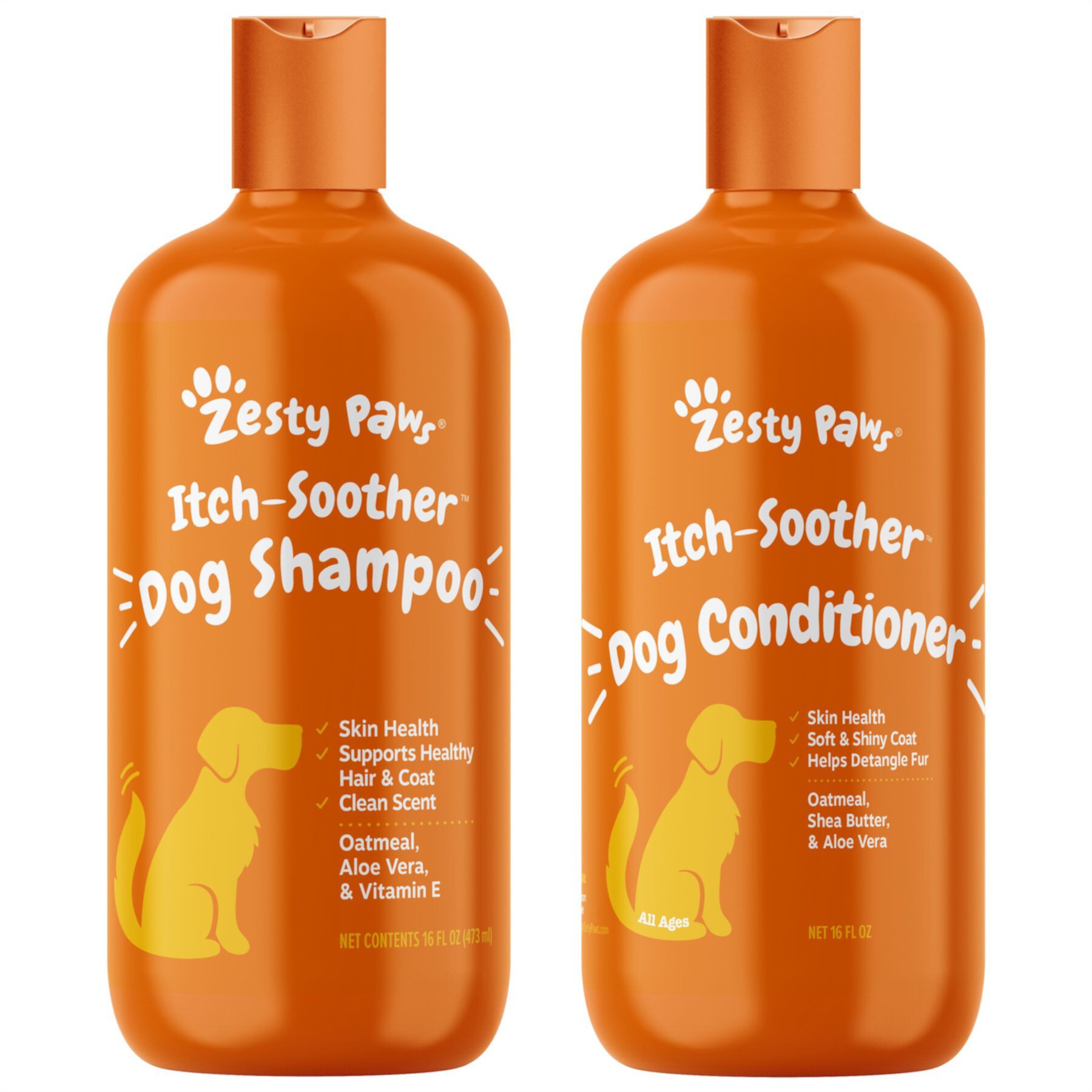 Zesty Paws Itch Soother Dog Shampoo with Oatmeal & Aloe Vera, for Skin Moisture & Shiny Coats, Vanilla Bean Scent & Zesty Paws Itch Soother Dog Conditioner with Oatmeal & Aloe Vera, for Skin Moisture & Shiny Coats Zesty Paws