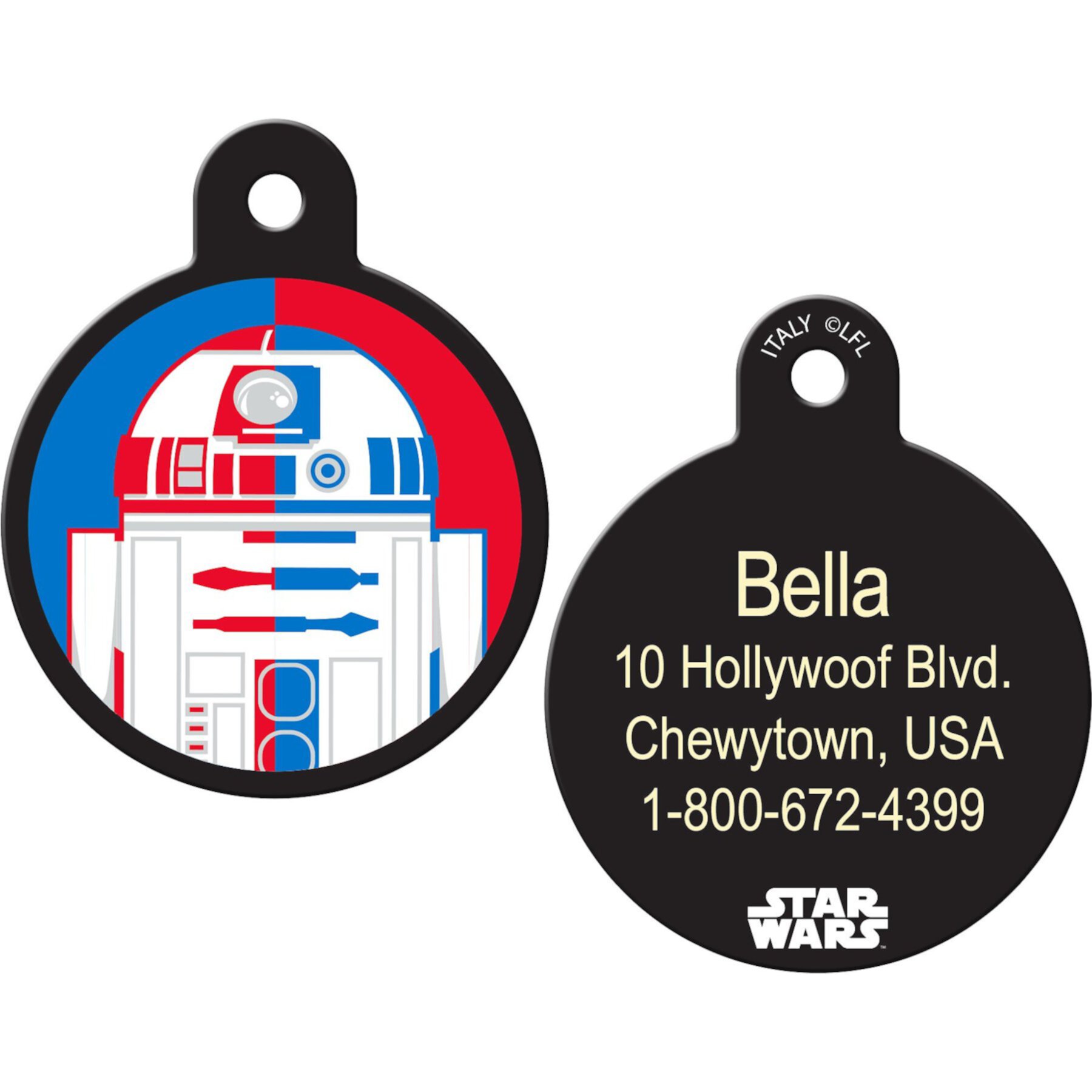 Quick-Tag Star Wars R2-D2 Red Blue Circle Personalized Dog & Cat ID Tag Quick-Tag