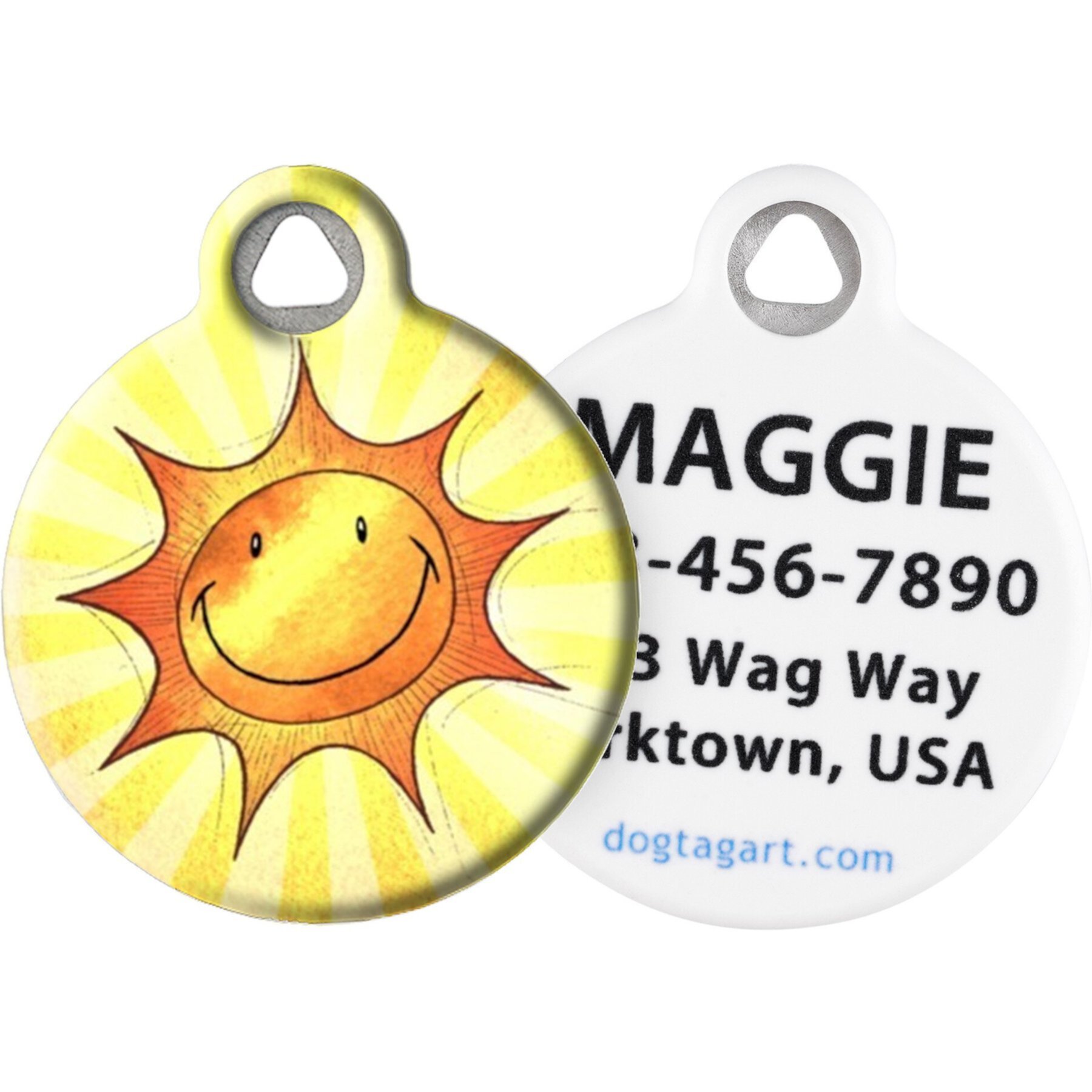 Dog Tag Art Sun Smile Personalized Dog & Cat ID Tag Dog Tag Art