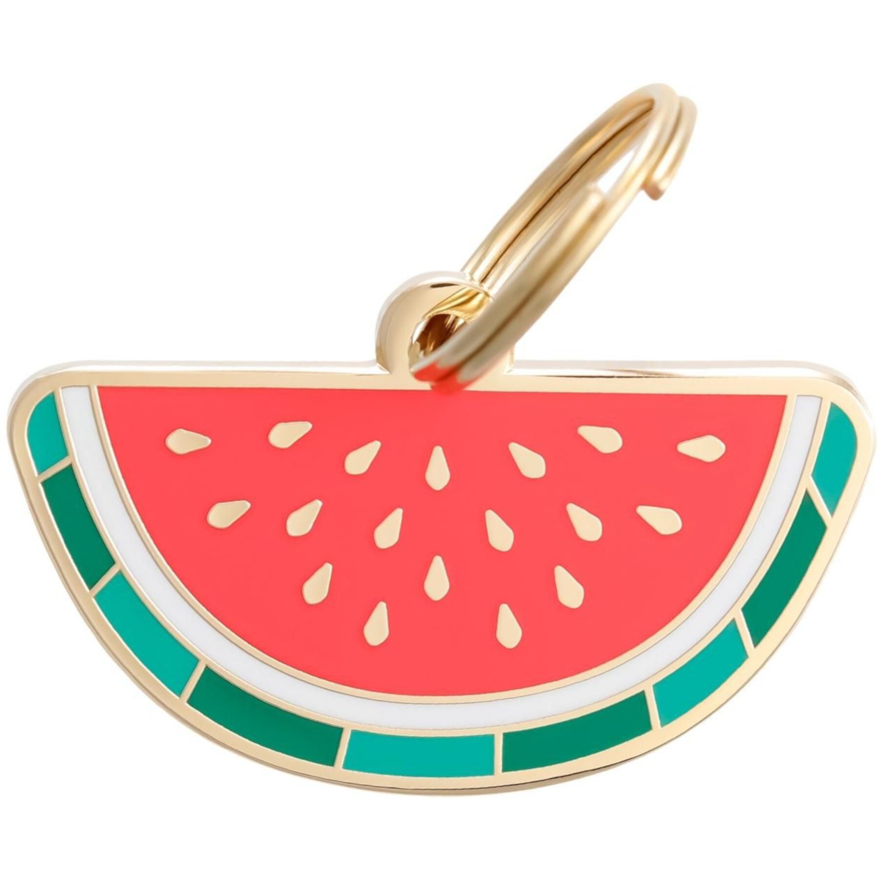 Two Tails Pet Company Watermelon Brass Non-Personalized Dog & Cat ID Tag, Red Two Tails Pet Company