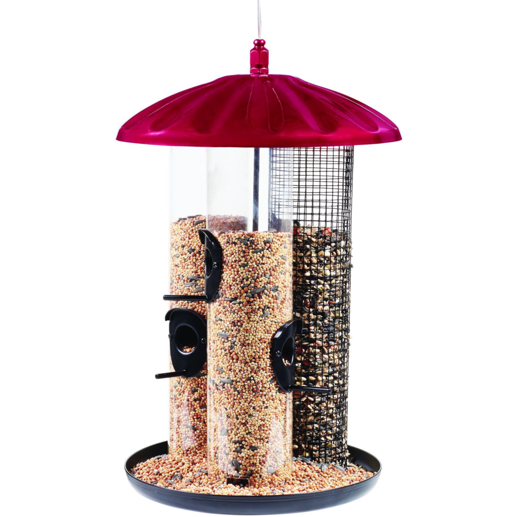 North States Crimson Triple Tube Bird Feeder, Red North States