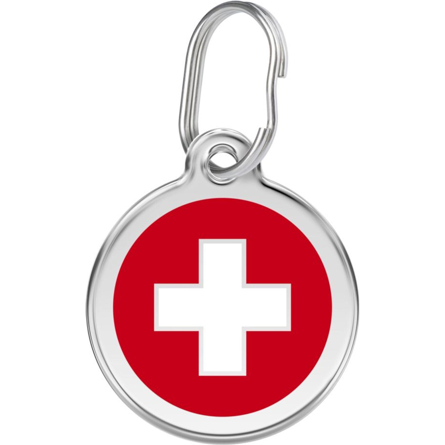 Red Dingo Swiss Flag Stainless Steel Personalized Dog & Cat ID Tag Red Dingo