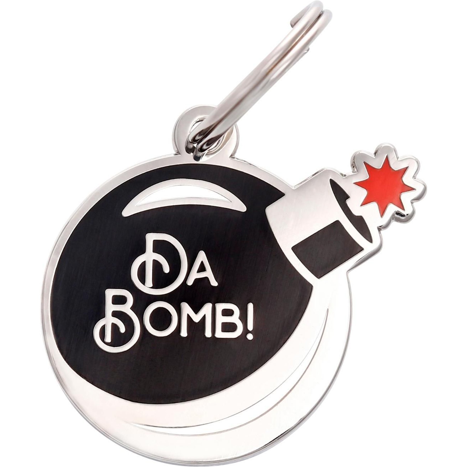 Two Tails Pet Company Da Bomb! Brass Non-Personalized Dog & Cat ID Tag, Black Two Tails Pet Company