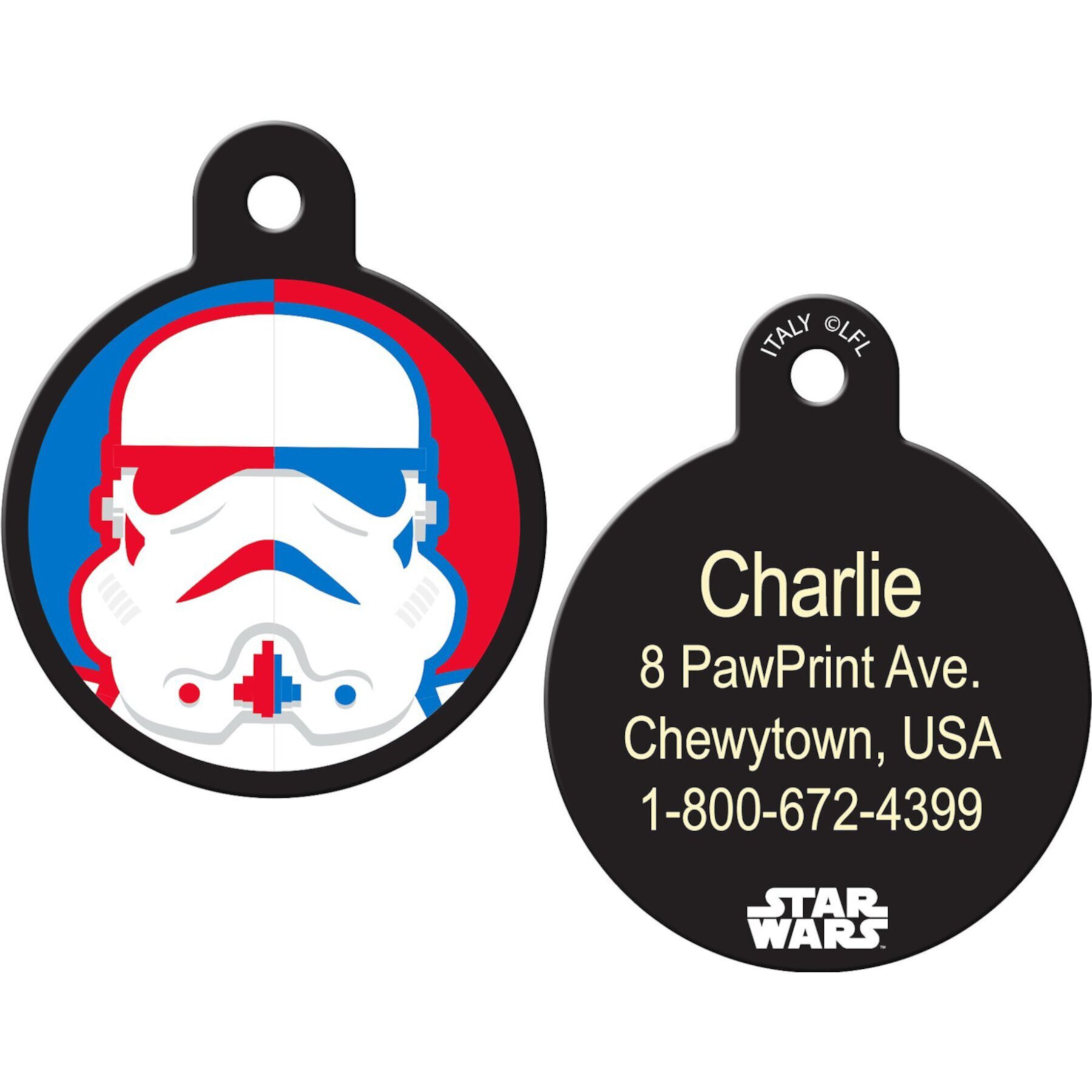 Quick-Tag Star Wars StormTrooper Red Blue Circle Personalized Dog & Cat ID Tag Quick-Tag