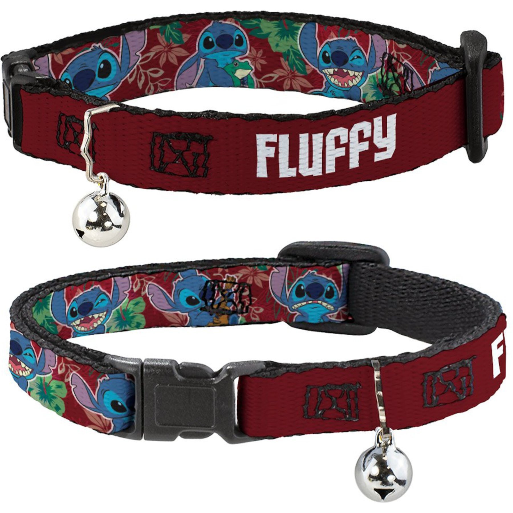 Buckle-Down Disney Lilo & Stitch Expressions Tropical Flora Personalized Breakaway Cat Collar with Bell Buckle-Down