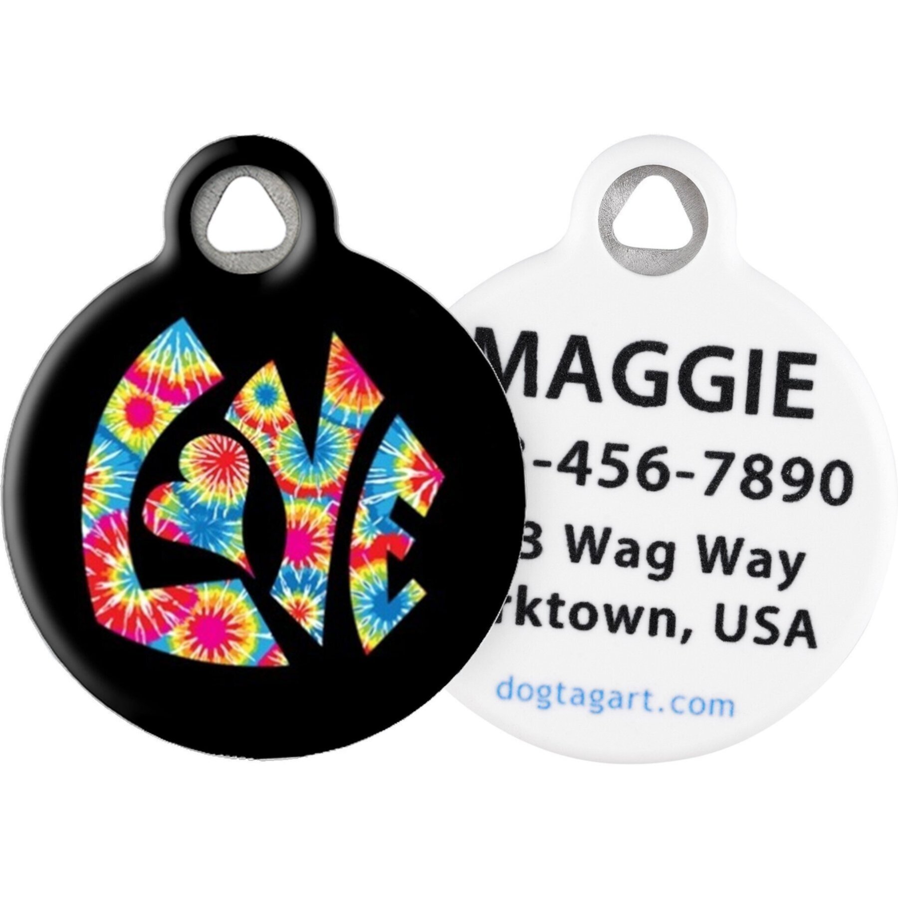 Dog Tag Art Tie Dye Love Personalized Dog & Cat ID Tag Dog Tag Art