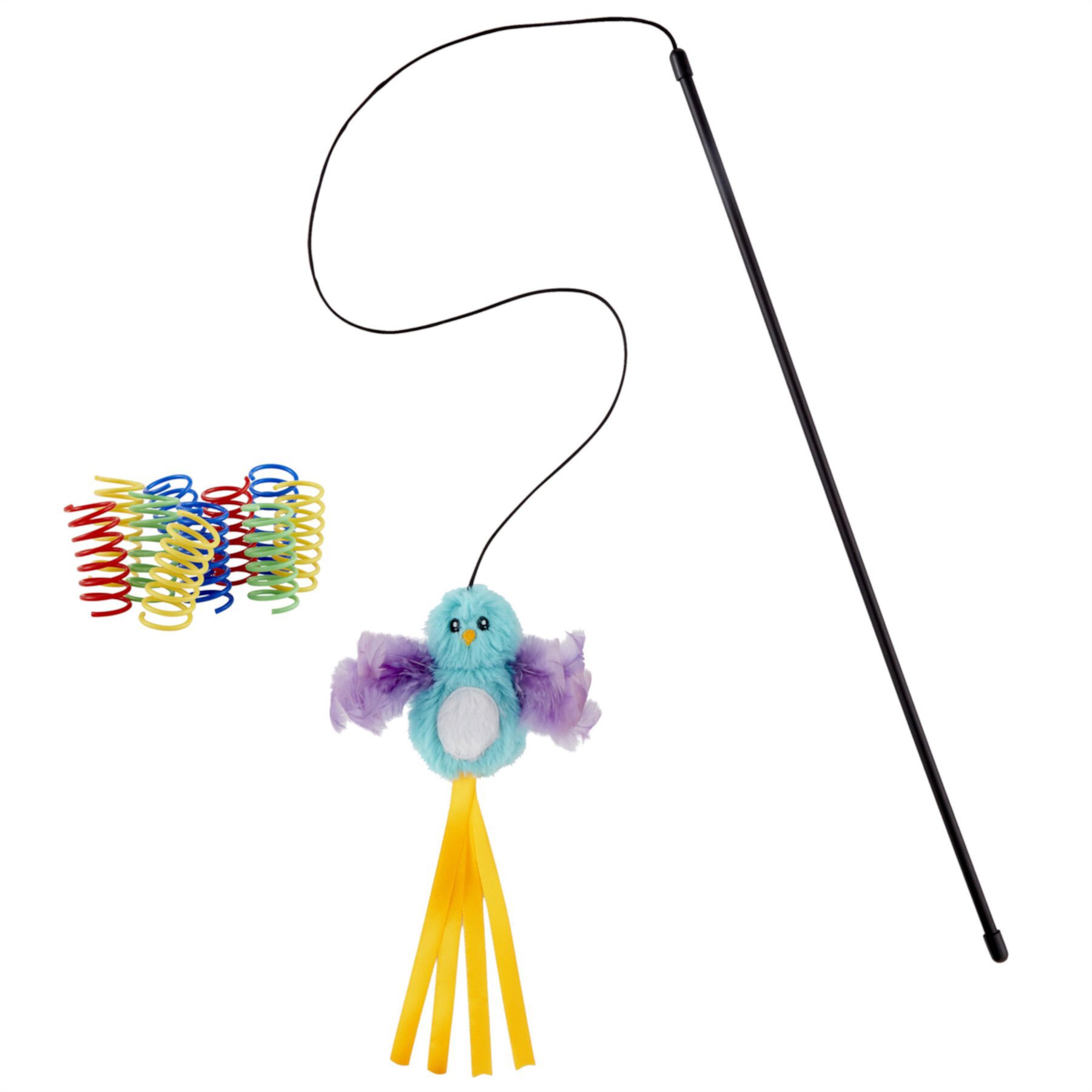 Frisco Colorful Springs Cat Toy & Frisco Bird with Feathers Teaser Wand Cat Toy with Catnip Frisco