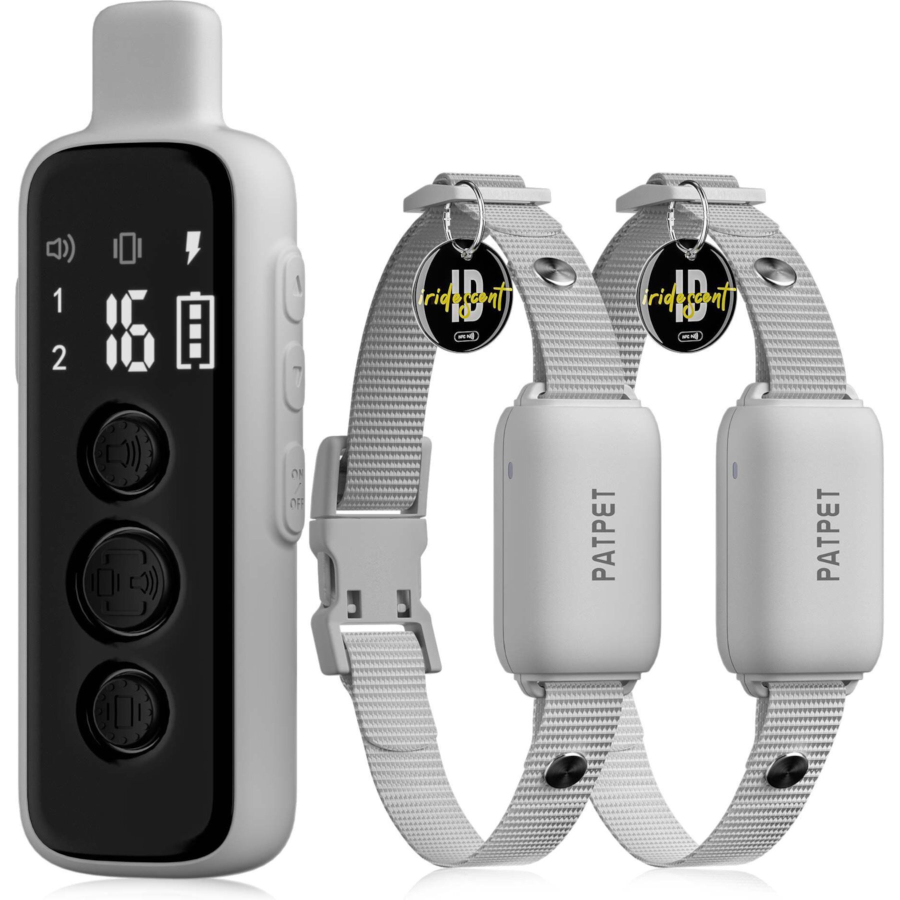 PATPET NFC Pet ID Tag & P651 1000-ft Vibration & Beep Remote Dog Training Collar, Gray, 2 count Patpet