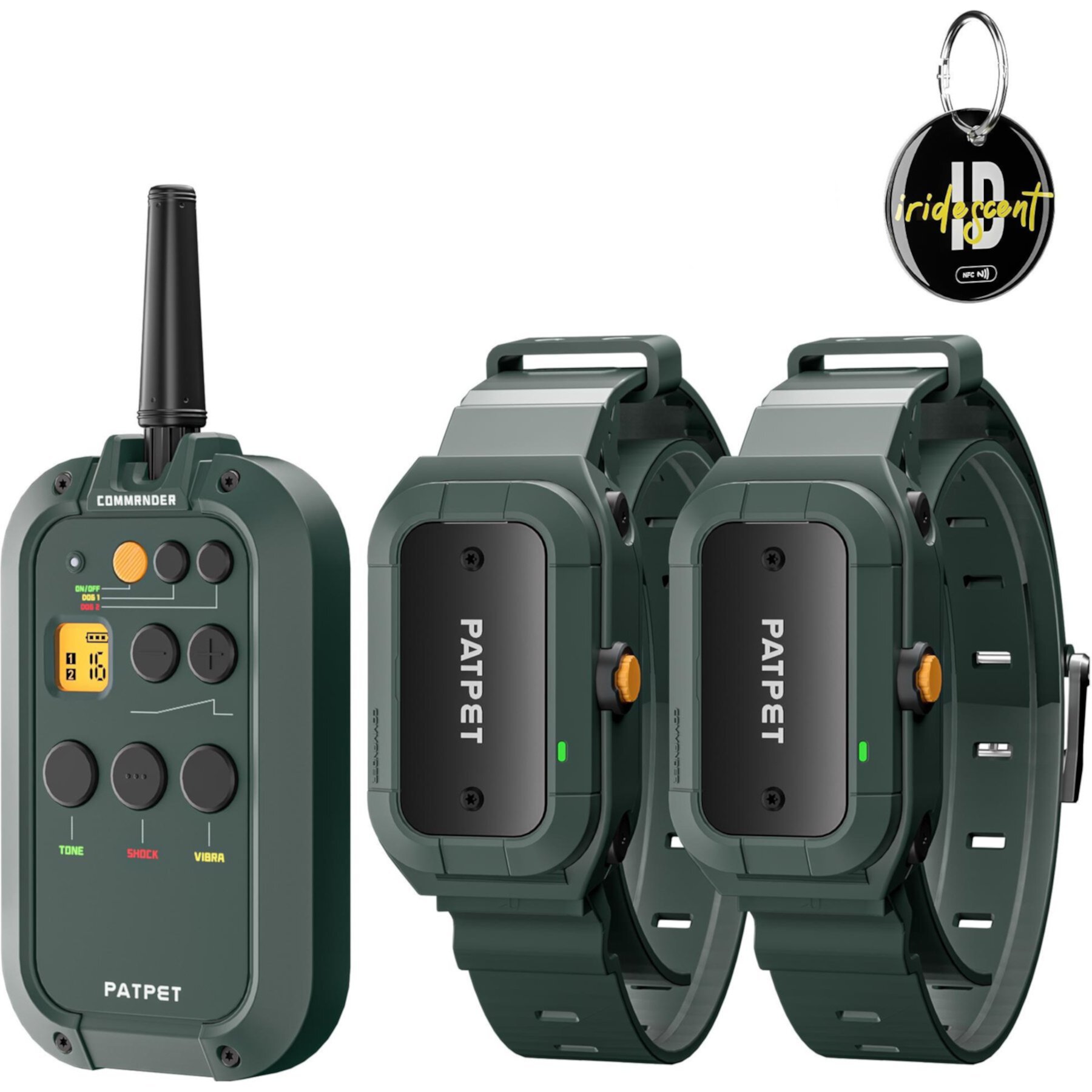 PATPET P920B Outdoor Dedicated 1300M Remote Dog Training Collar, Dark Green, 2 count Patpet