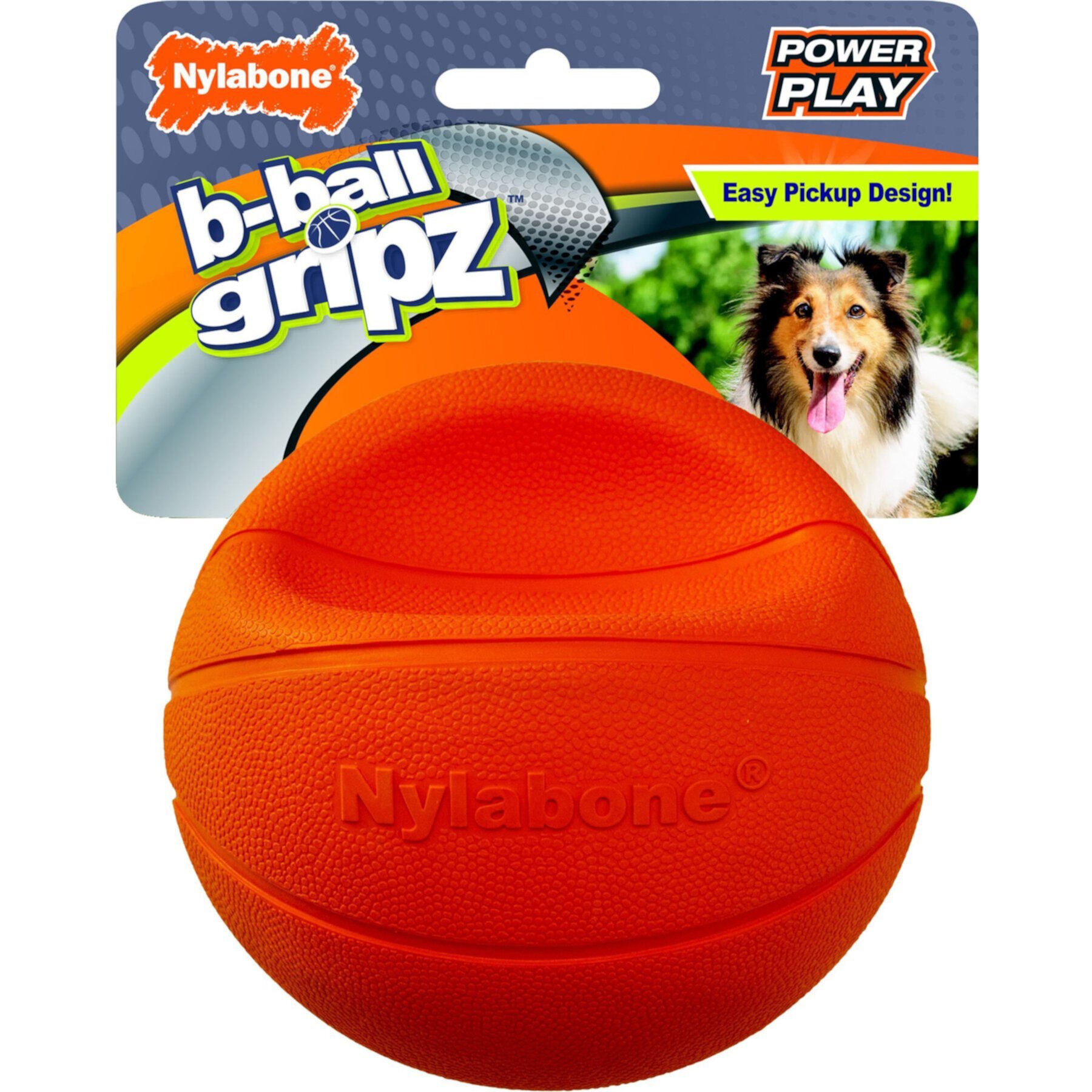 Nylabone Power Play Basketball B-Ball Gripz Dog Toy Nylabone