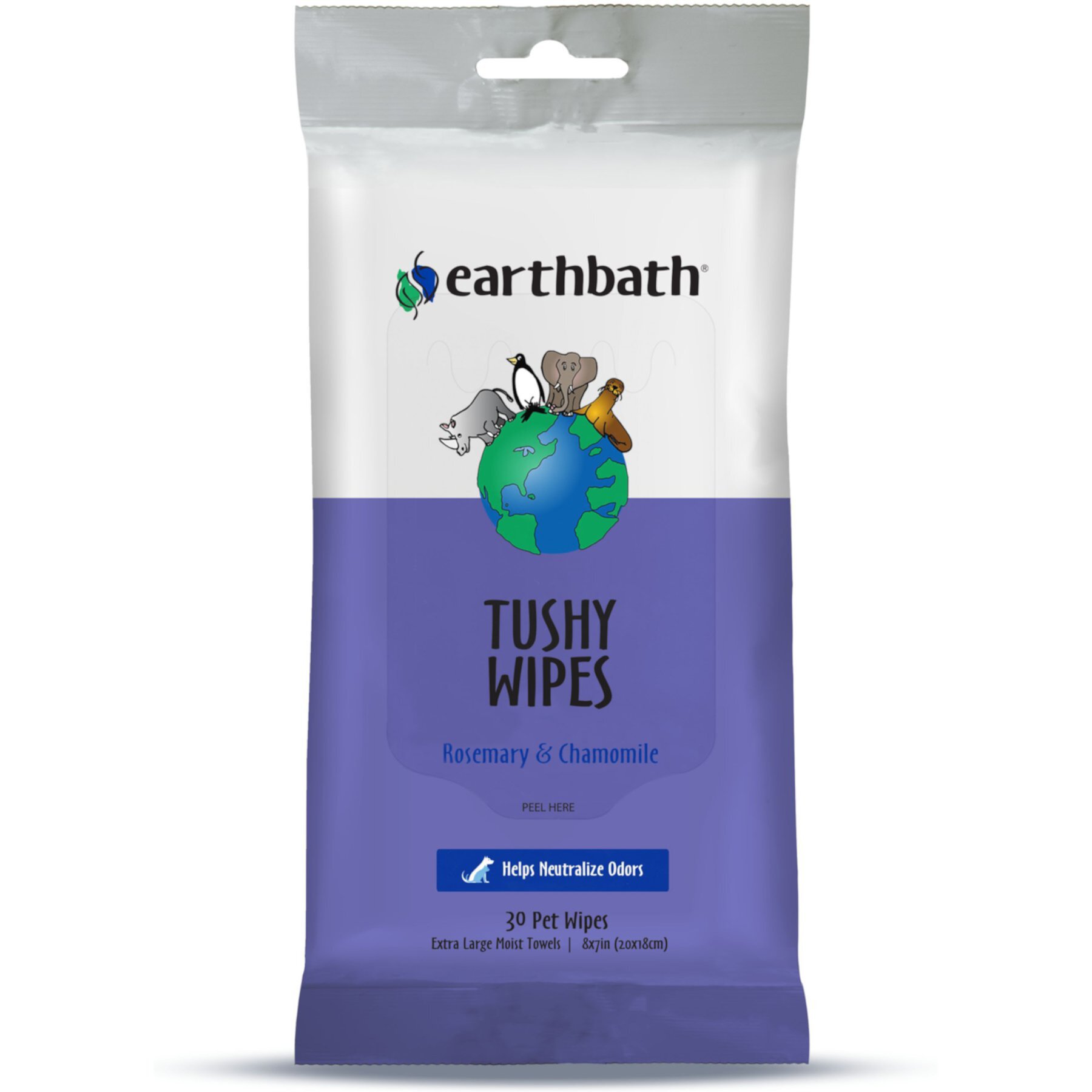 Earthbath Rosemary & Chamomile Scented Tushy Grooming Wipes earthbath