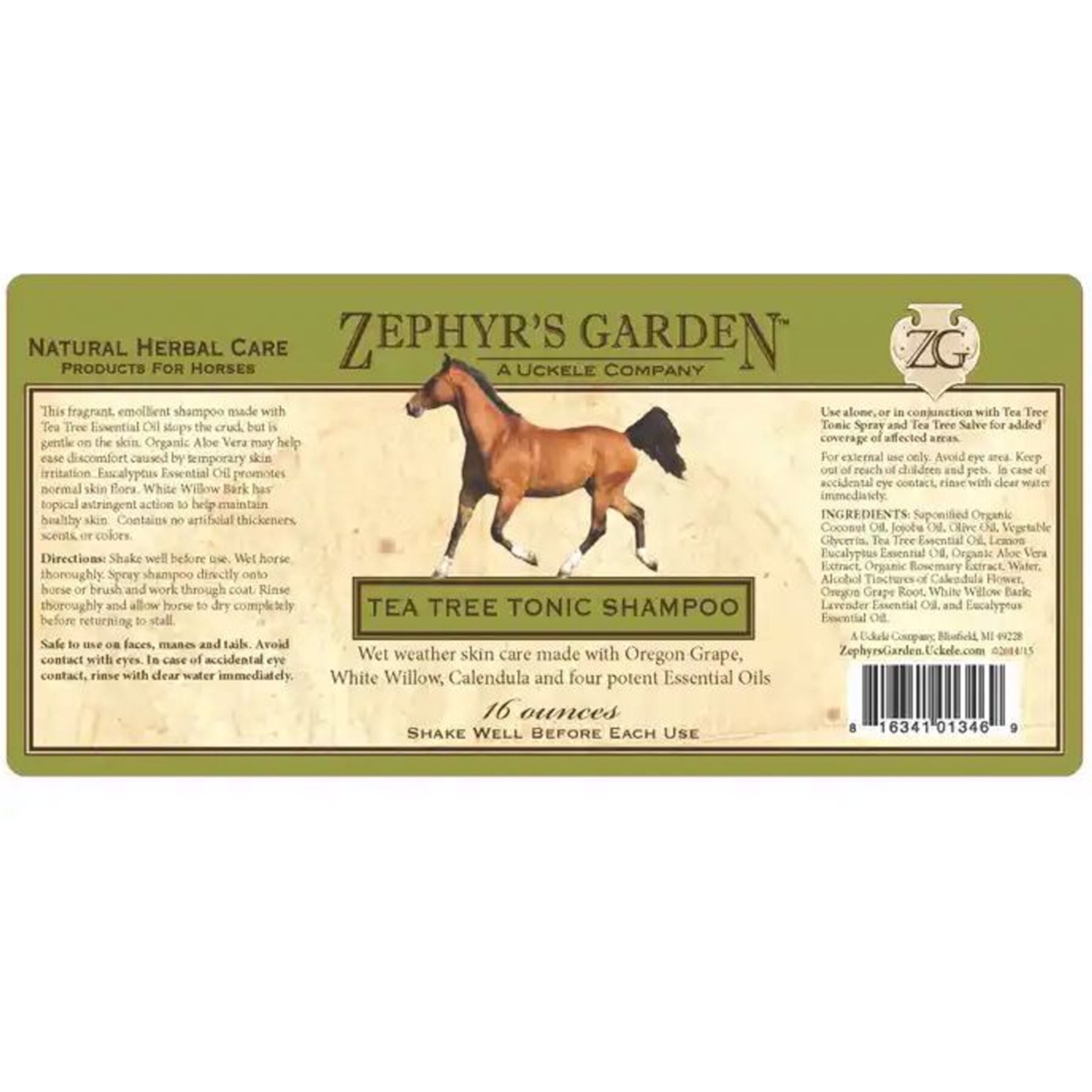 Uckele Zephyr’s Garden Tea Tree Tonic Shampoo Horse Skin Care Supplement Uckele