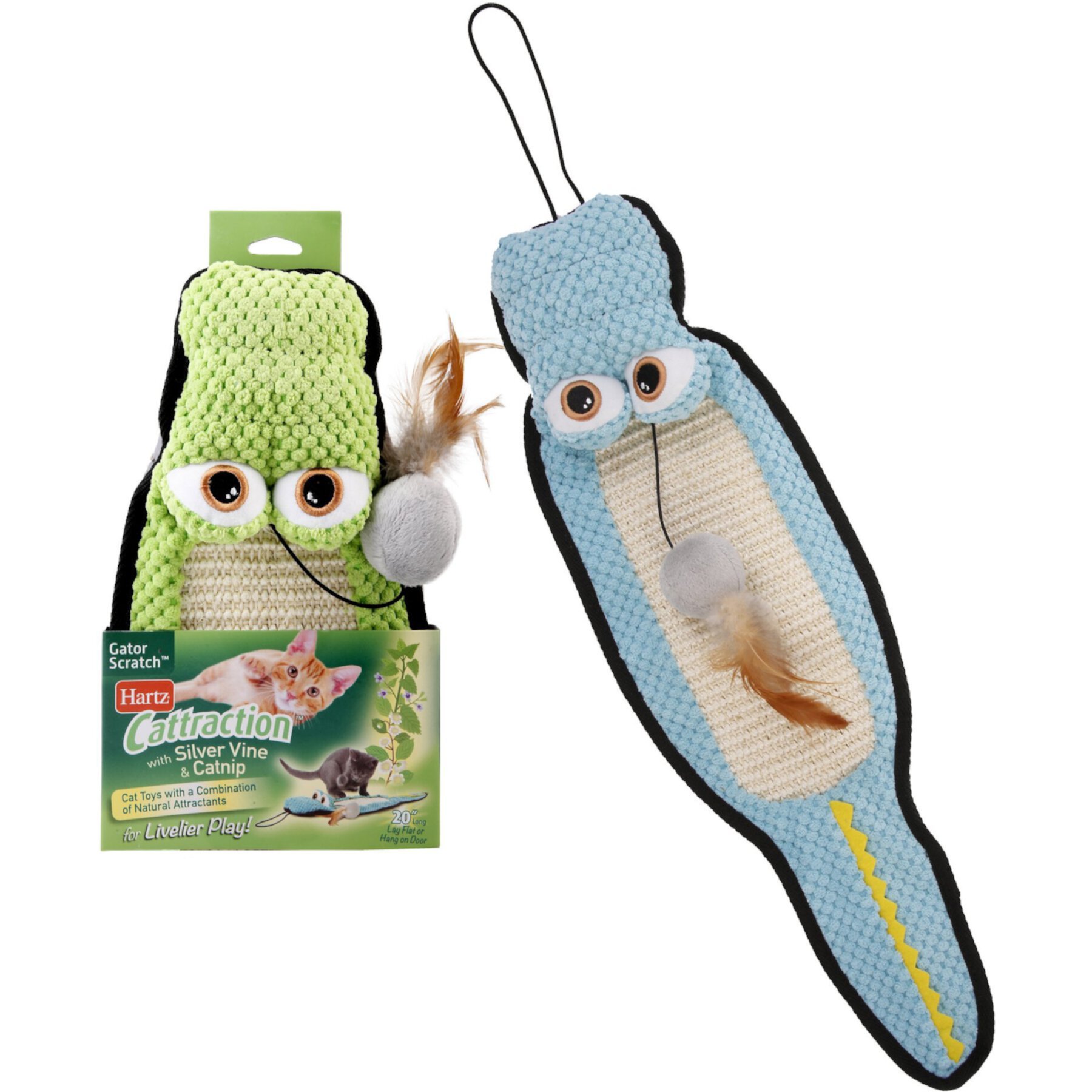 Hartz Cattraction Silver Vine & Catnip Gator Cat Scratcher Toy, Color Varies Hartz