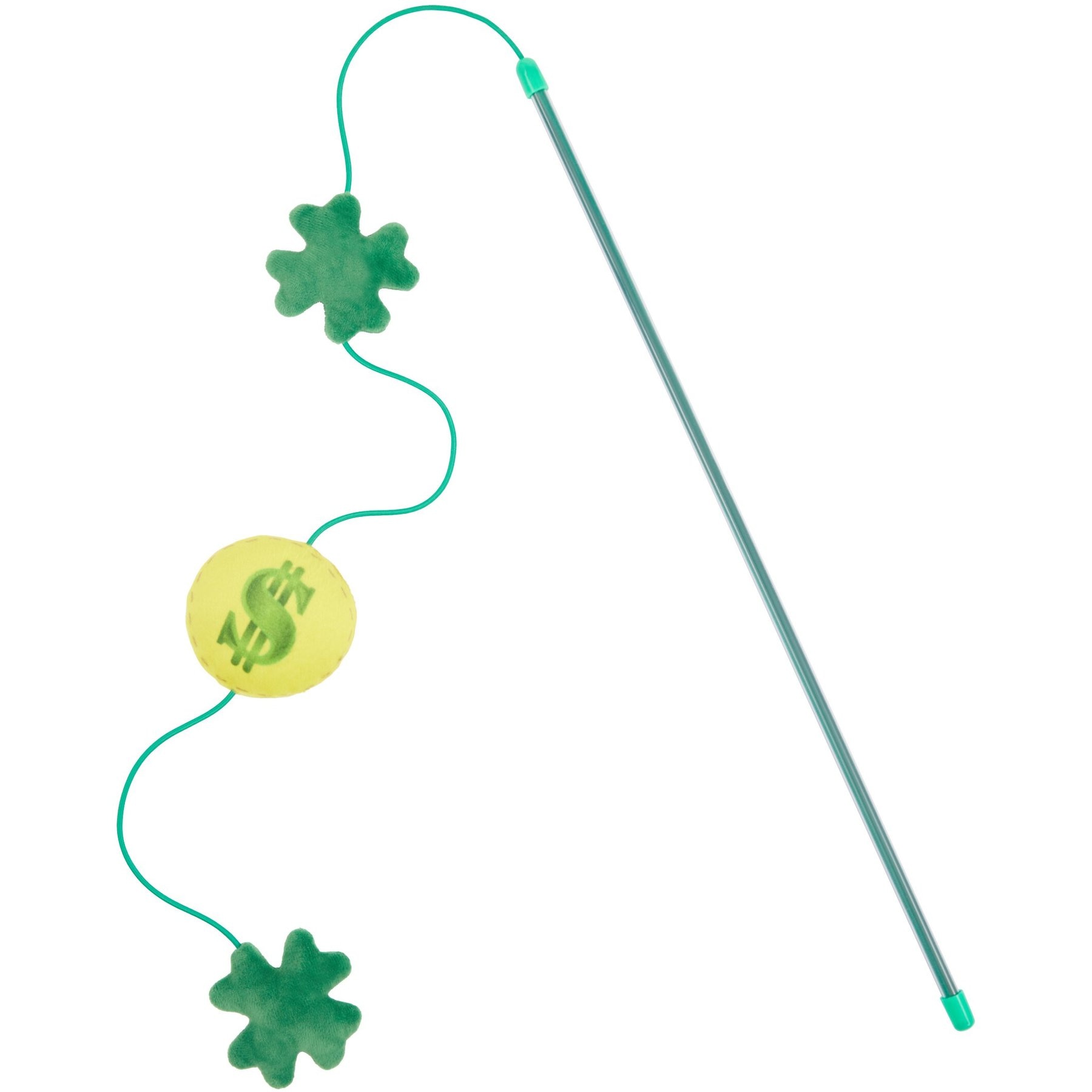 Frisco St. Patrick's Shamrock Teaser Wand Cat Toy with Catnip Frisco