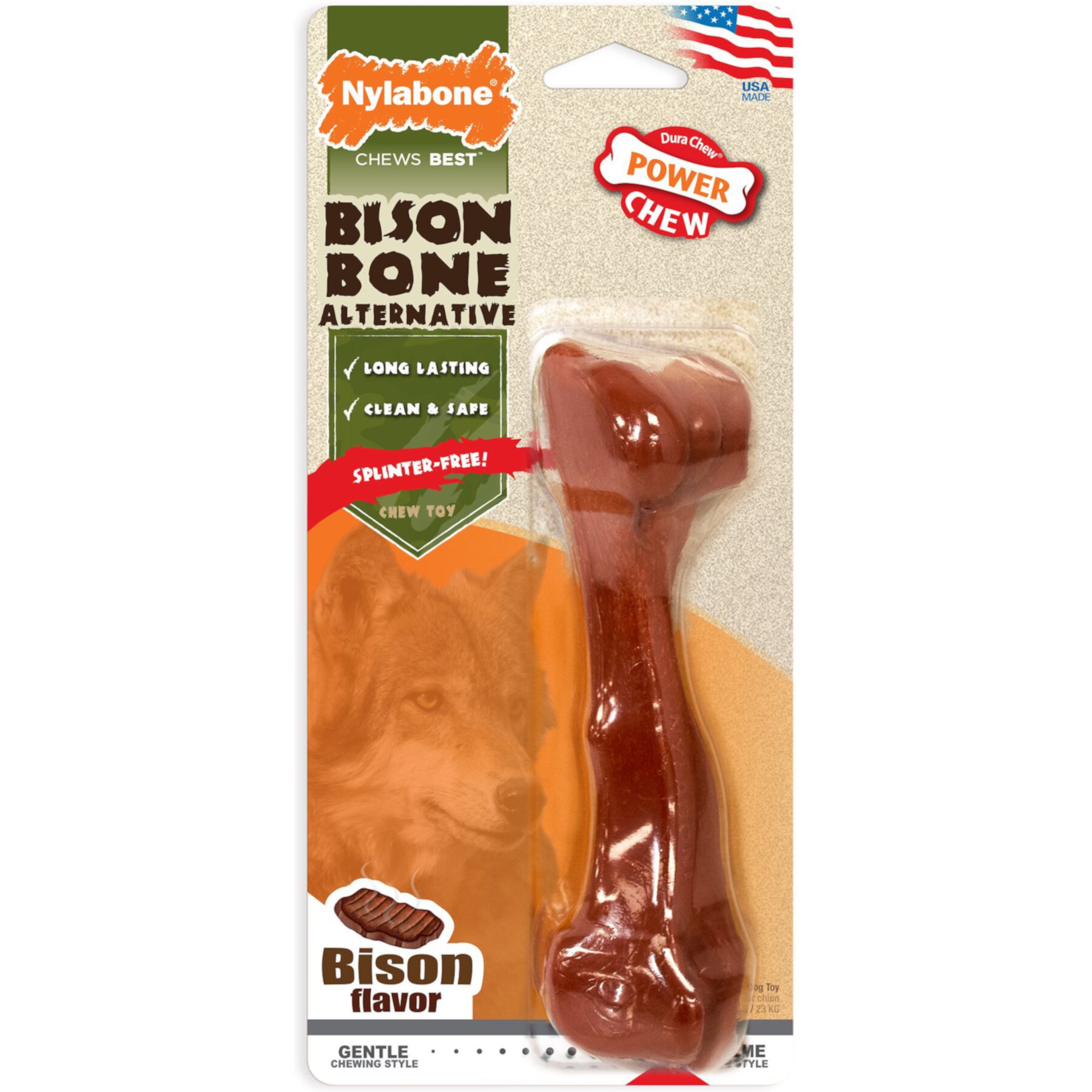 Nylabone Power Chew Bison Bone Alternative Nylon Dog Chew Toy, Large Nylabone