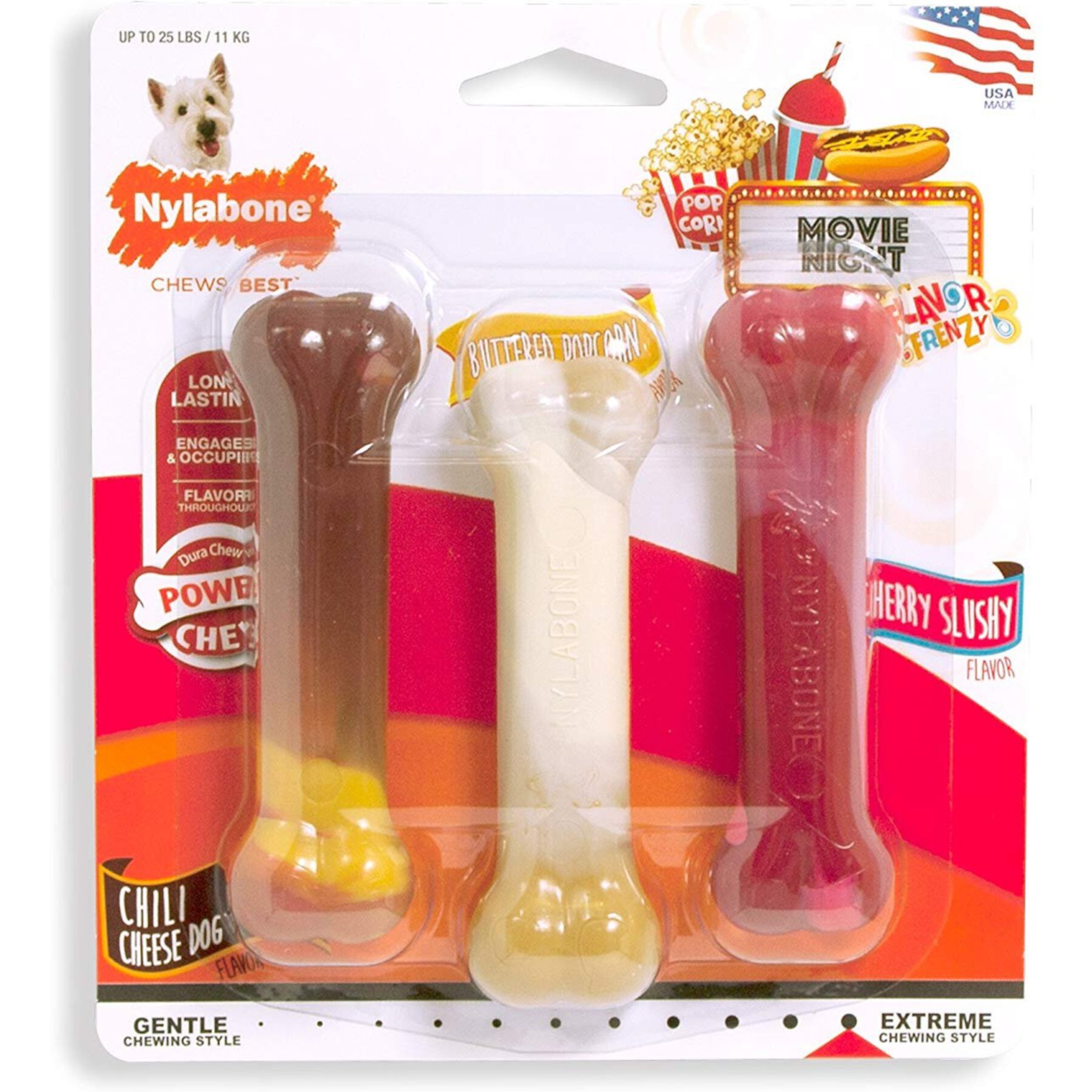 Nylabone Flavor Frenzy Power Chew Triple Pack Chili Cheese Dog Nylabone