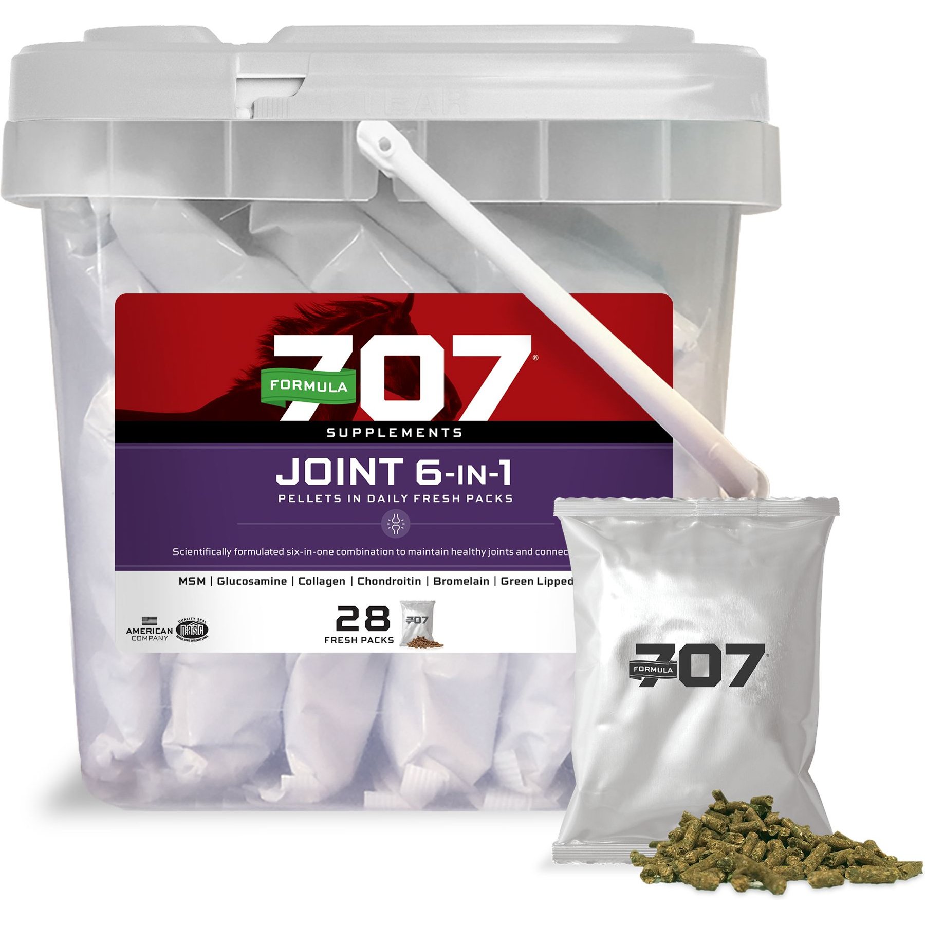 Formula 707 Joint 6-in-1 Hay Flavor Pellets Horse Supplement, 28 count Formula 707