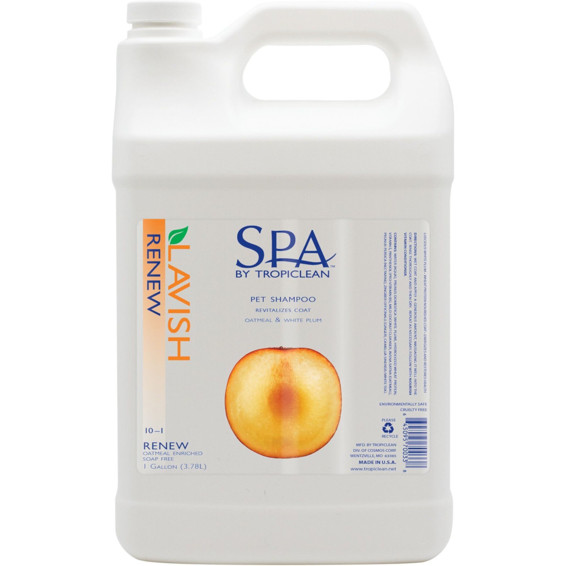 TropiClean Spa Renew Oatmeal Dog & Cat Shampoo, Luscious Sweet Plum & Peaches Scent TropiClean