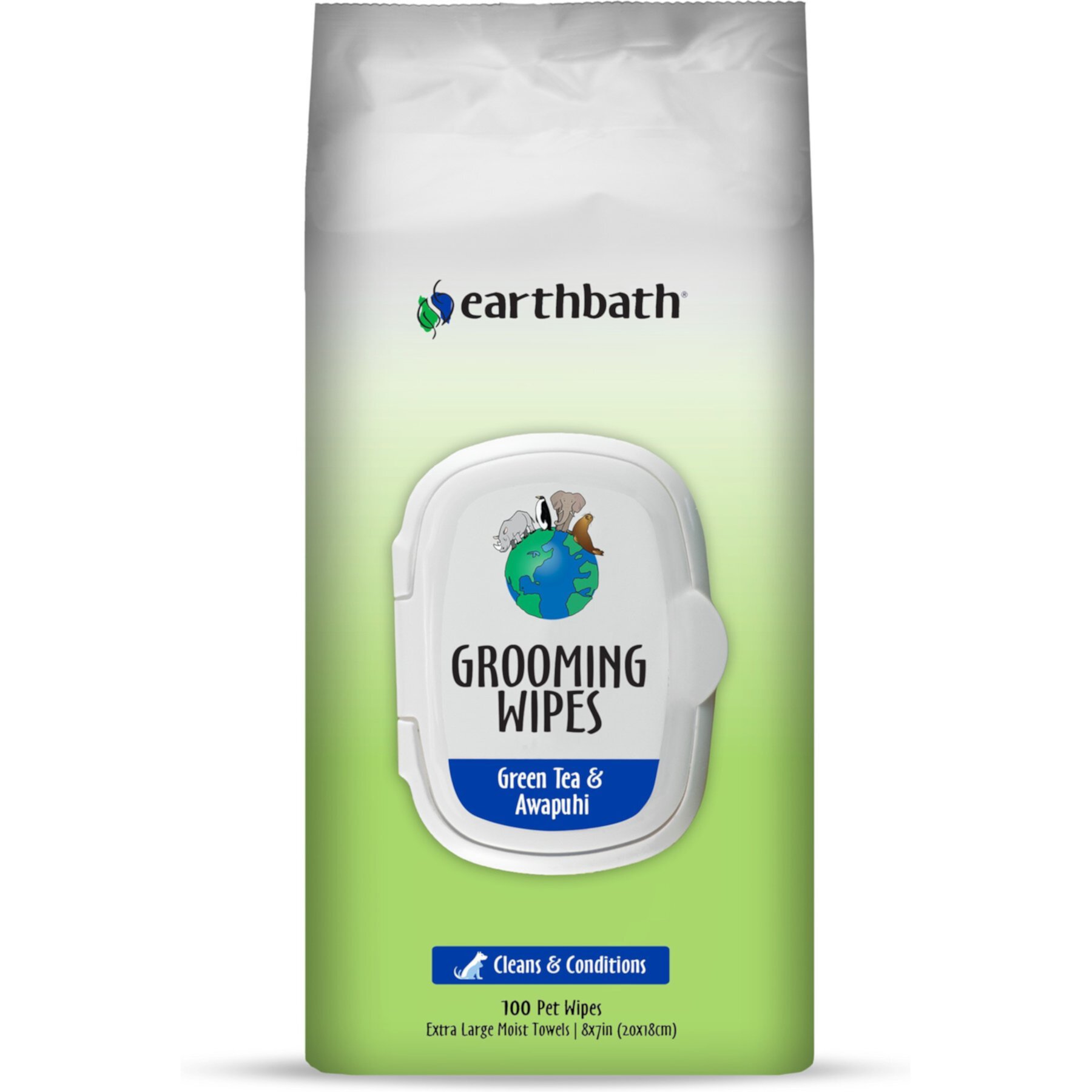 Earthbath Green Tea & Awapuhi Cat & Dog Grooming Wipes, 100 count earthbath