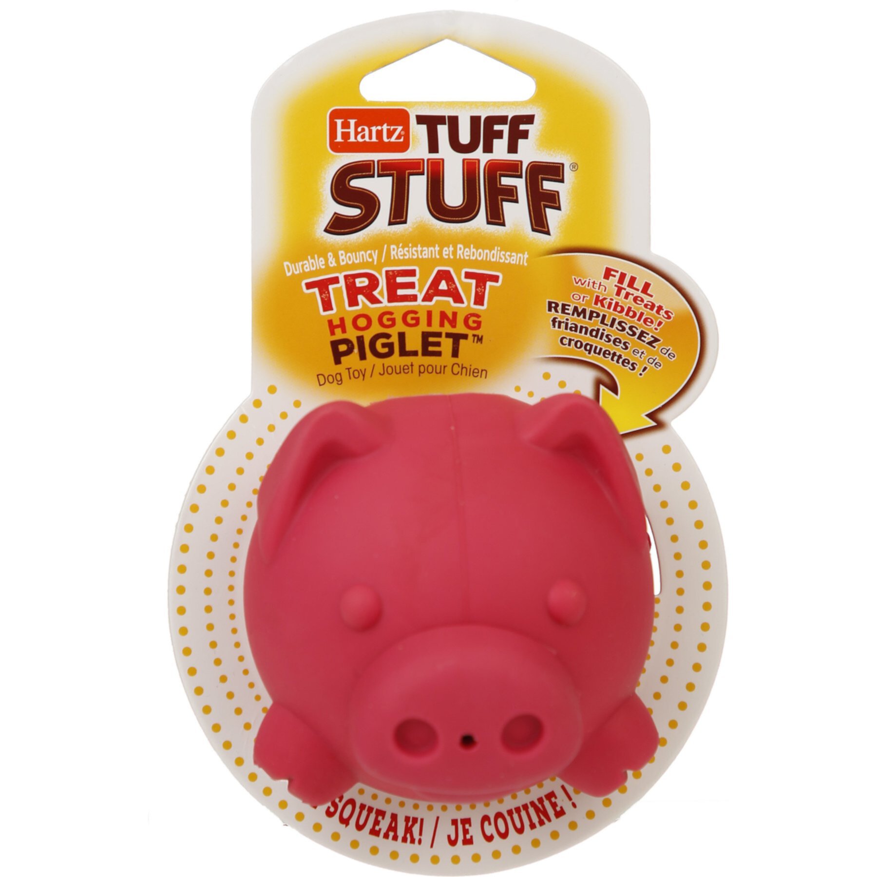 Hartz Tuff Stuff Treat Hogging Piglet Treat Dispenser Dog Toy, Color Varies Hartz