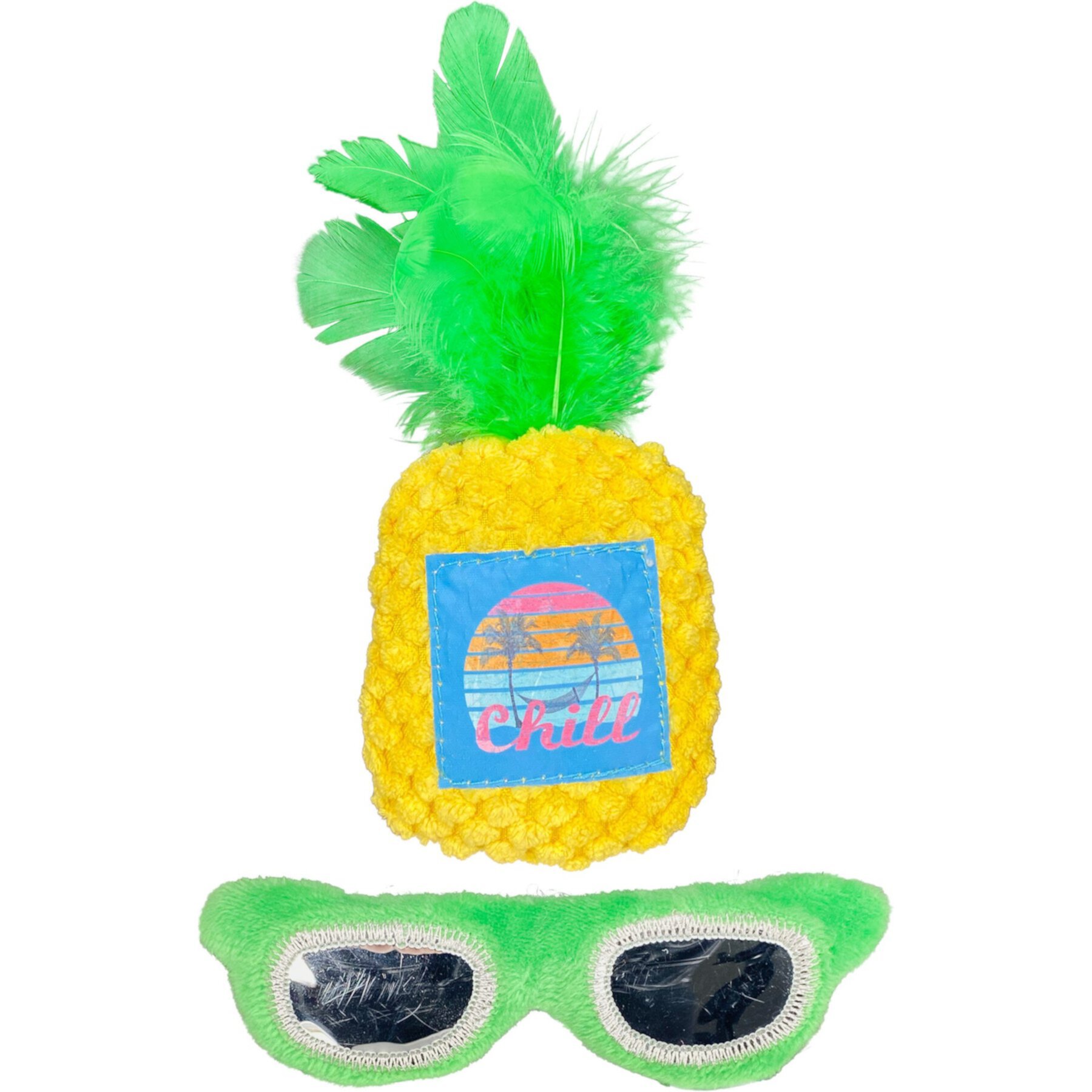 Multipet Margaritaville Sunglasses & Pineapple Plush Cat Toy with Catnip, Multicolor, 5.75-in Multipet