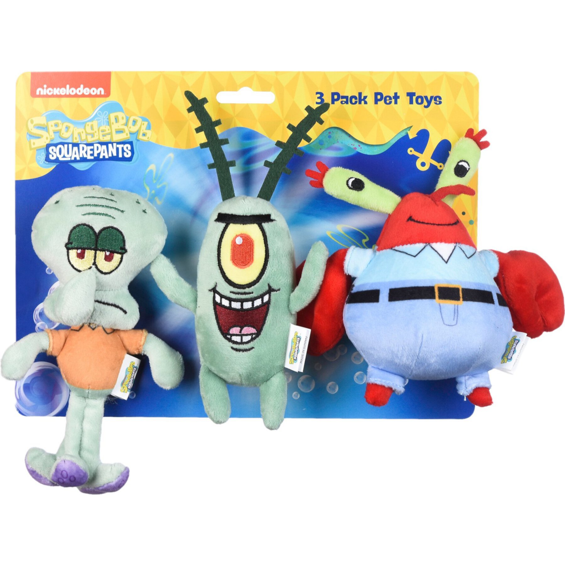 Fetch For Pets SpongeBob Squidward, Plankton & Mr. Krabs Squeaky Plush Dog Toys, 3 count fetch FOR PETS