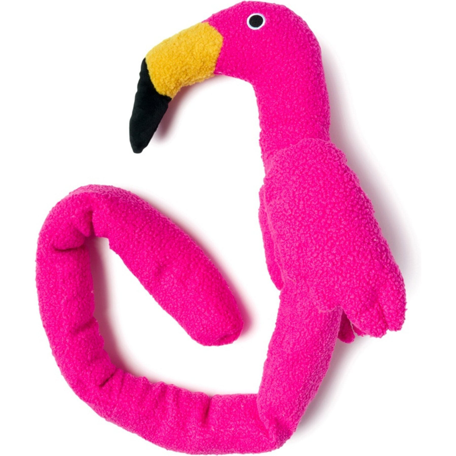 fabdog Twisty Flamingo Squeaky Plush Dog Toy, Pink, 5-ft fabdog