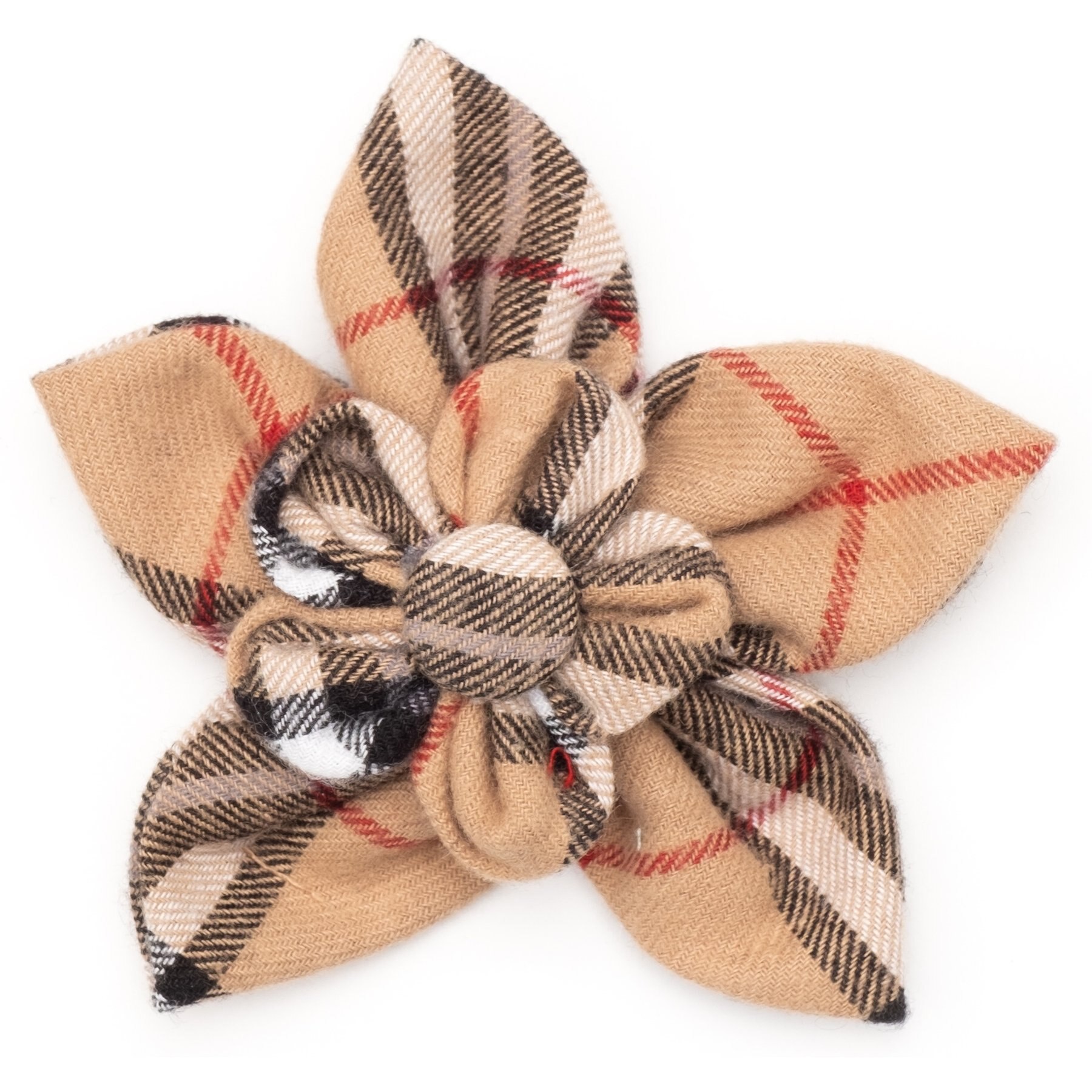 The Worthy Dog Tan Plaid Flower Dog Collar Accessory, Tan The Worthy Dog