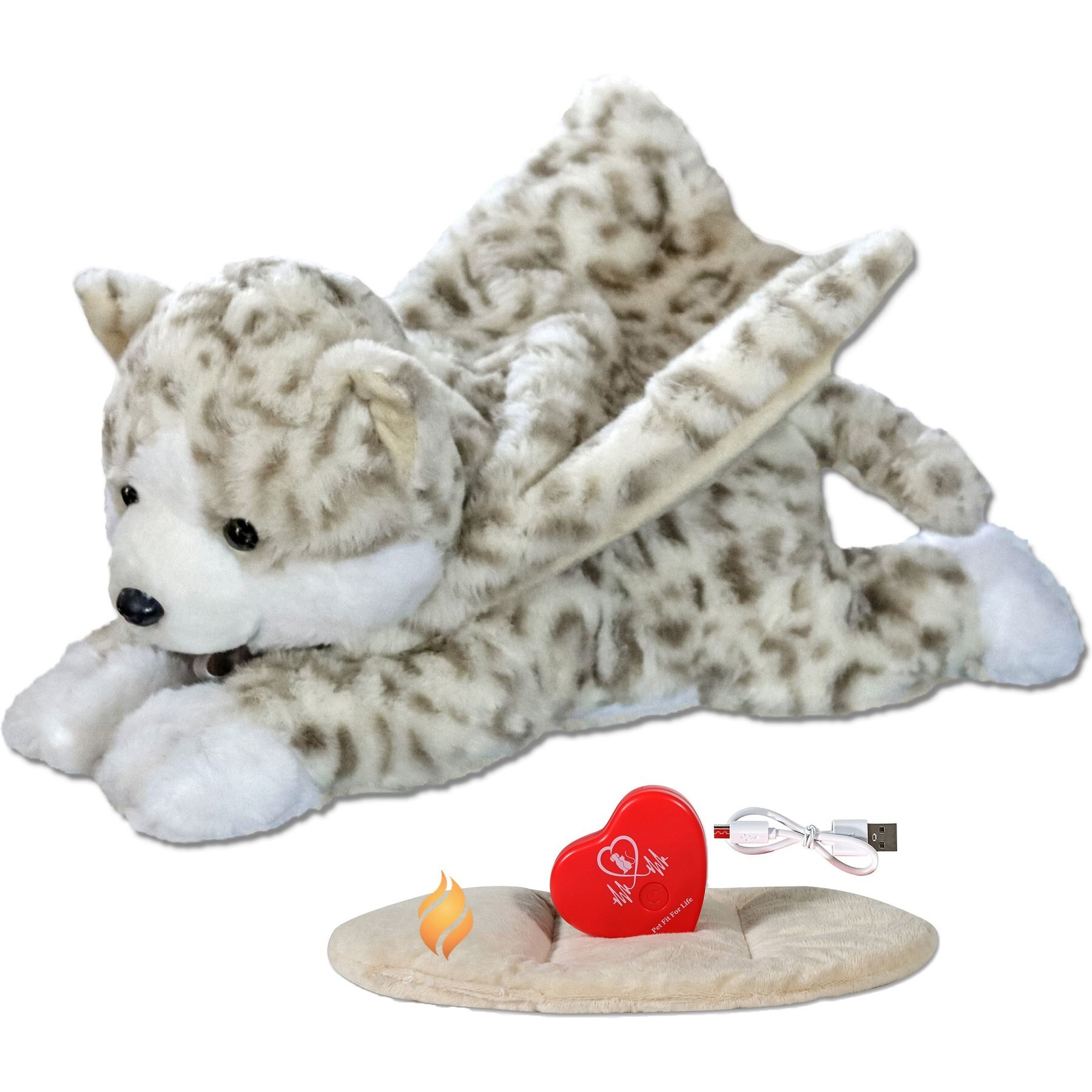 Pet Fit For Life Stuffed Cat with Calming Heartbeat & Heating Pad Plush Cat Toy, Brown, Medium Pet Fit For Life