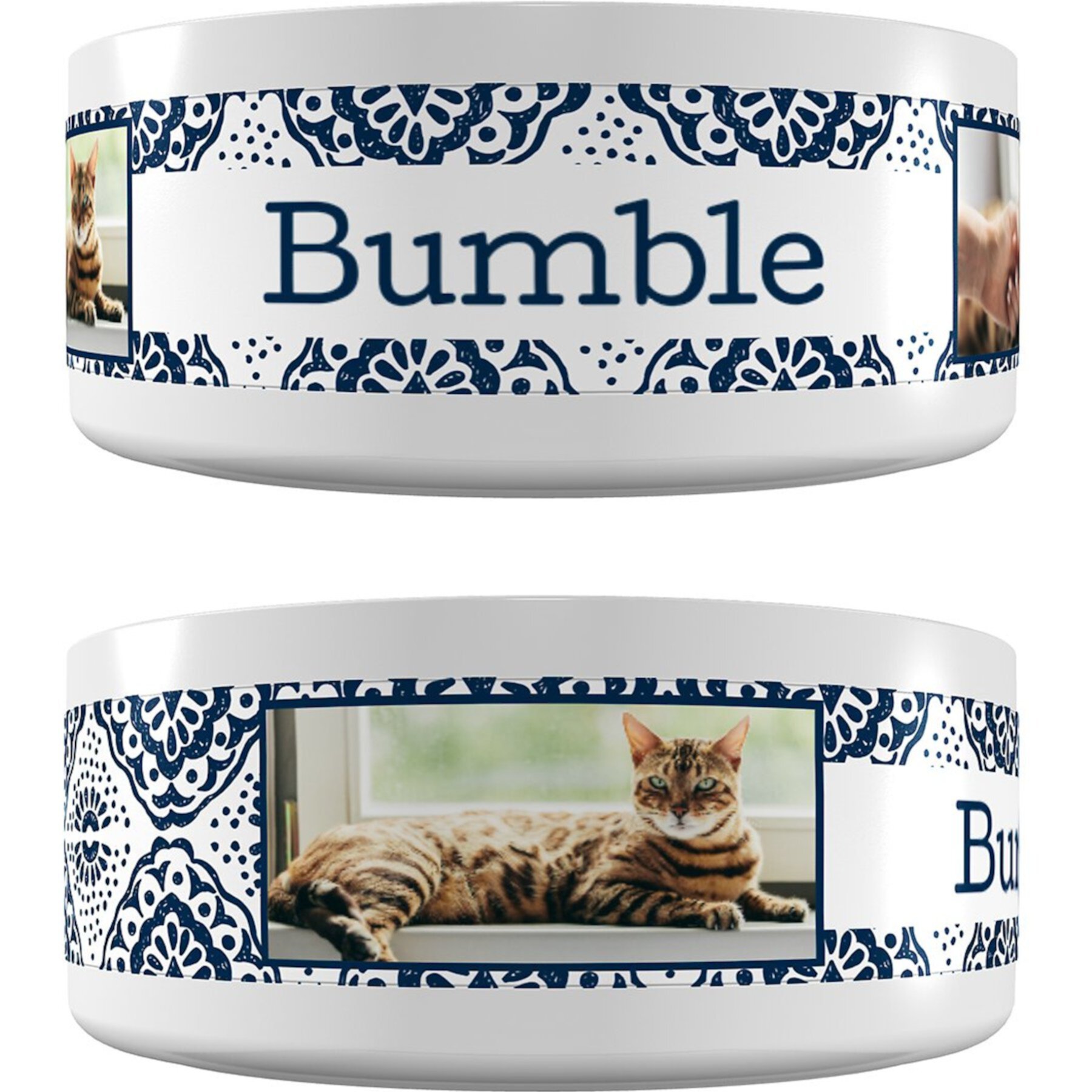 Frisco Boho Damask Ceramic Personalized Dog & Cat Bowl Frisco