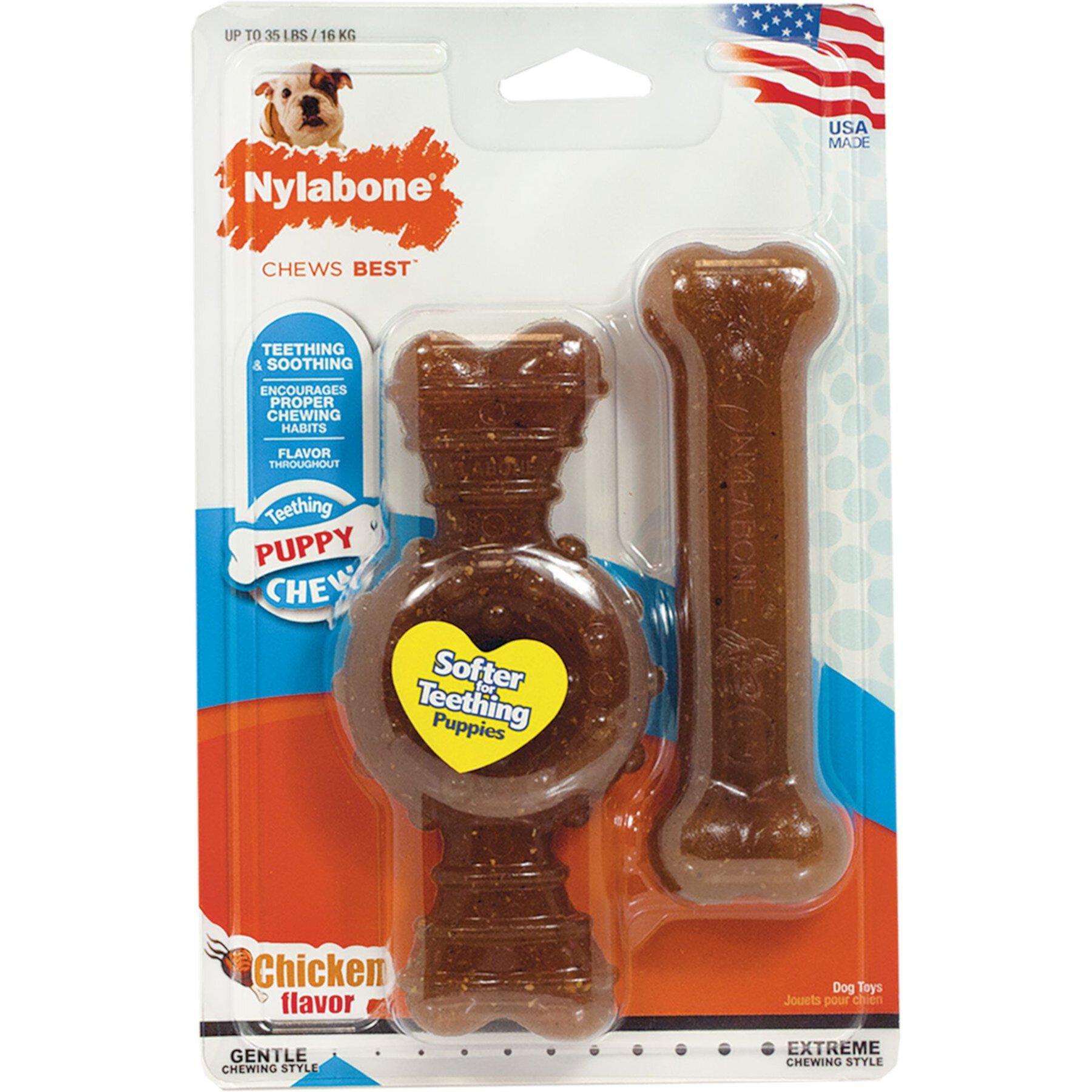 Nylabone Just for Puppies Teething Chew Ring Chicken Dog Bone Nylabone