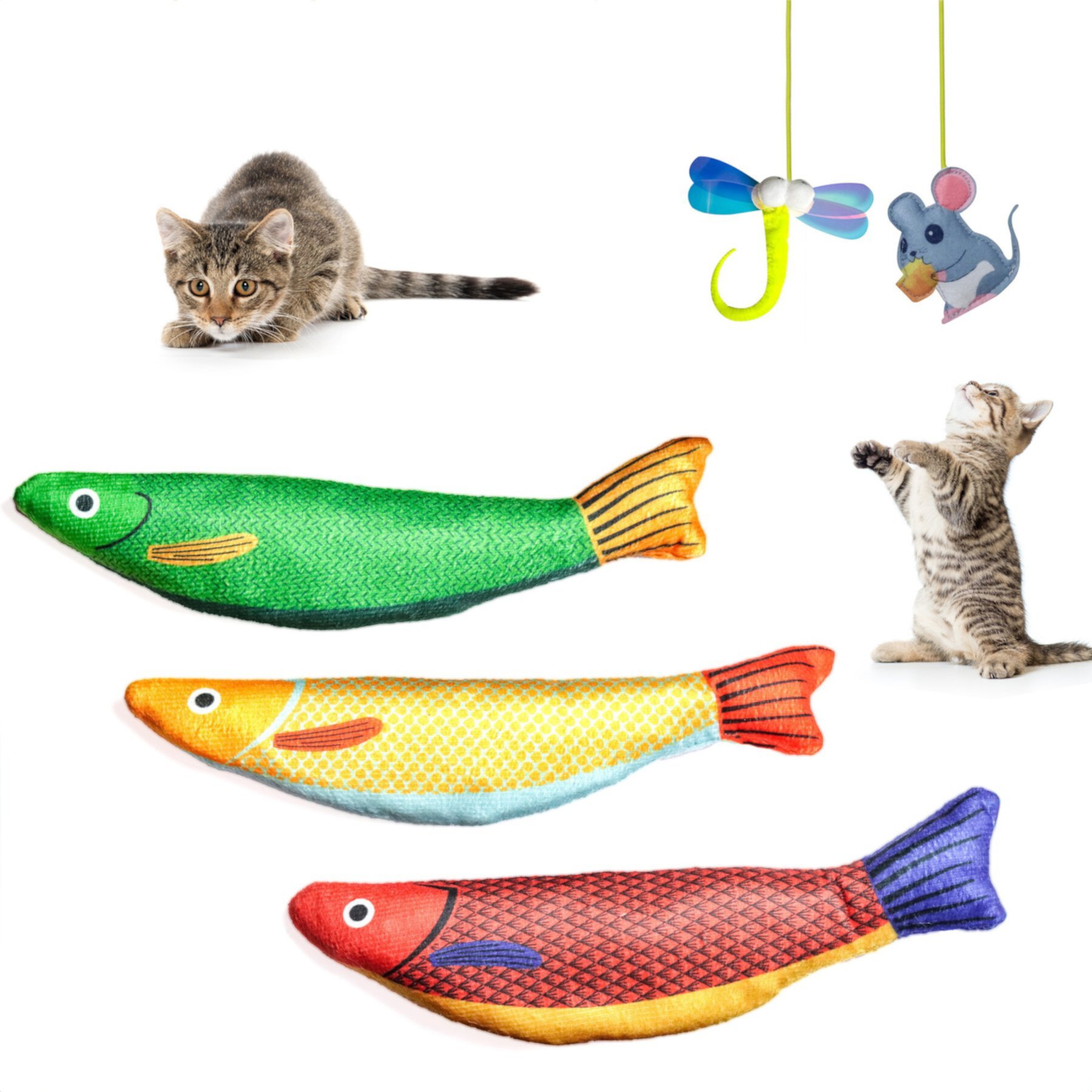 Pet Fit For Life Catnip Crinkle Fish & Hanging Cat Toy, 3 count Pet Fit For Life