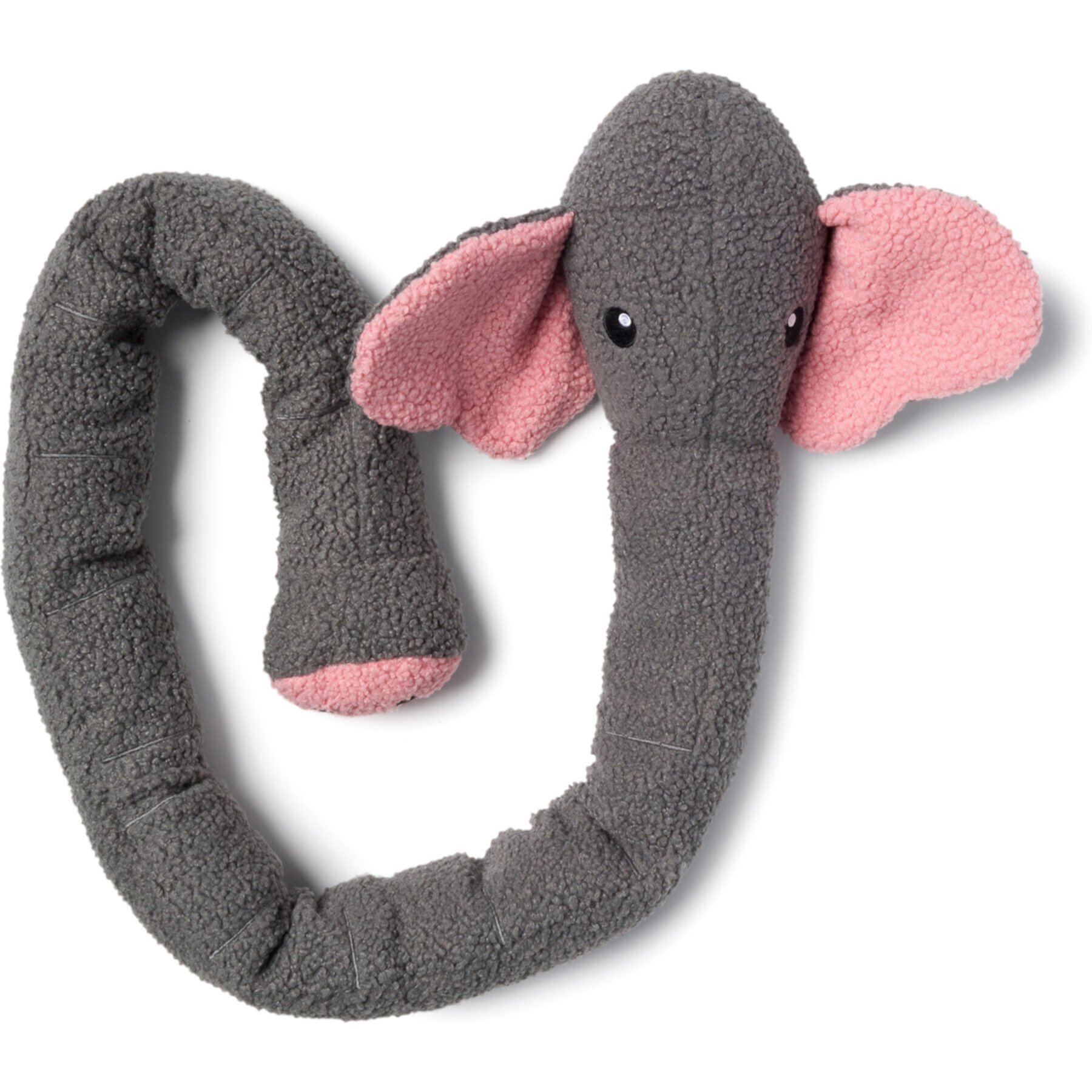 fabdog Twisty Elephant Squeaky Plush Dog Toy, Gray, 5-ft fabdog